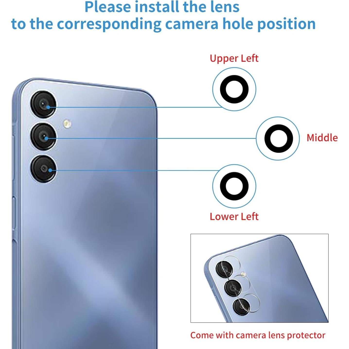 Kit Reemplazo Cristal Lente Cámara Samsung Galaxy A15 - Senpinkboo