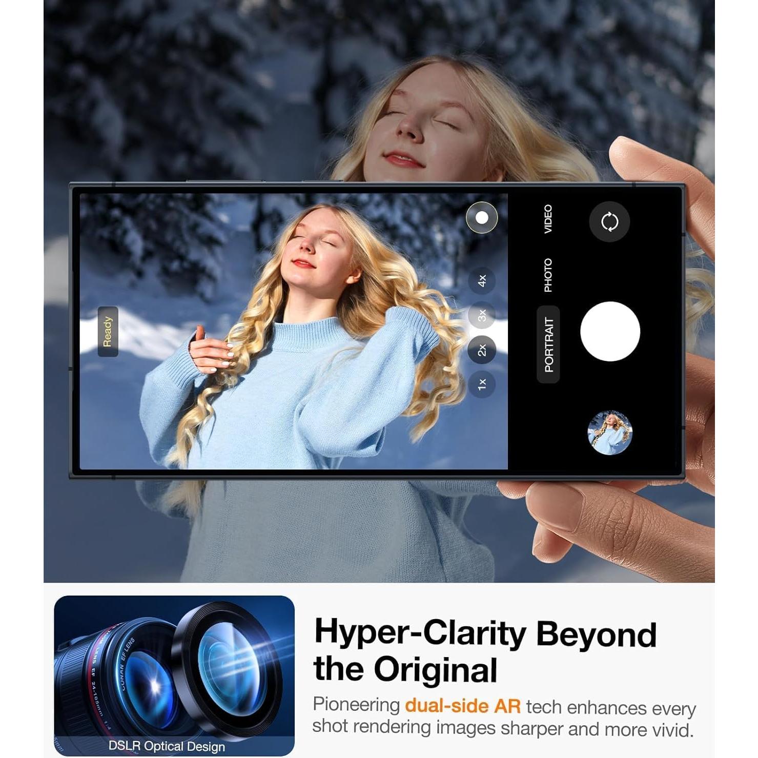 Protector de Lente de Cámara UltraGlass 9H+ para Samsung Galaxy S24 Ultra - Negro