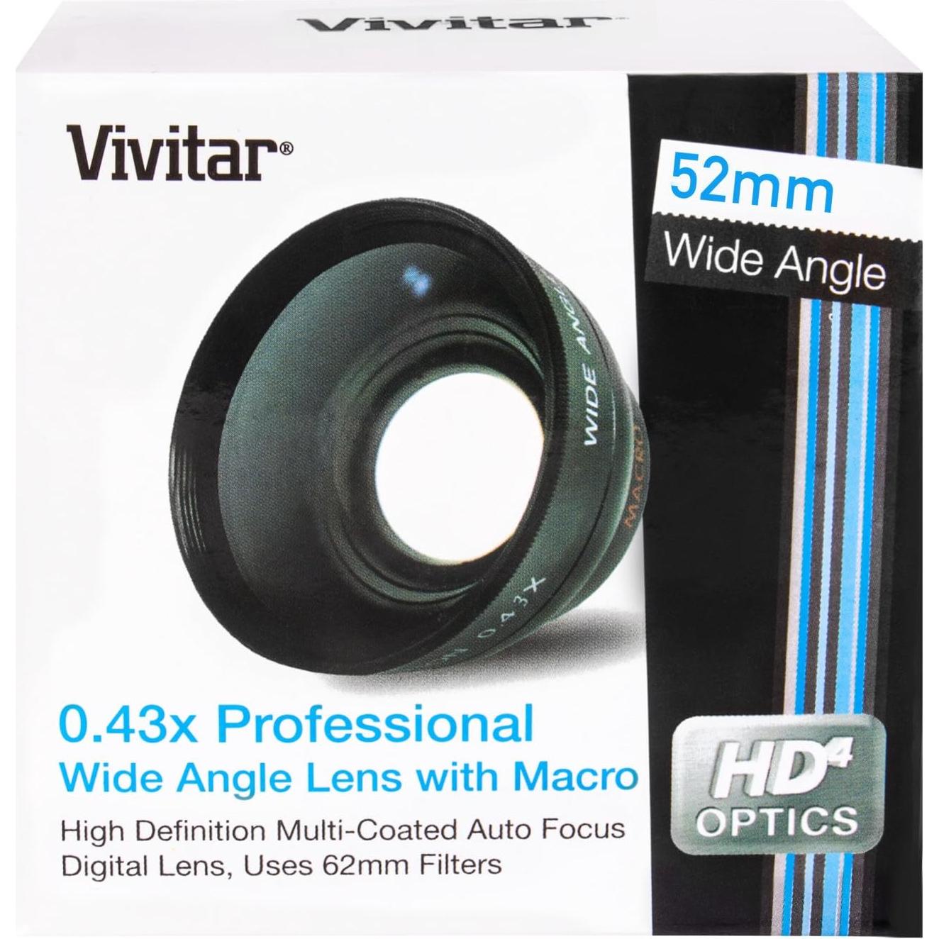 Lente Gran Angular Vivitar 52MM para Fotografía HD