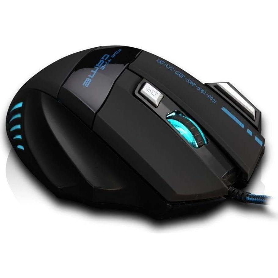 Zelotes Ergonomic 7200 DPI LED Optical Wired Gaming Mouse Mice 7 Buttons Compatible Mac Pro Gamer PC Laptop Desktop Notebook-Black Black(T80)