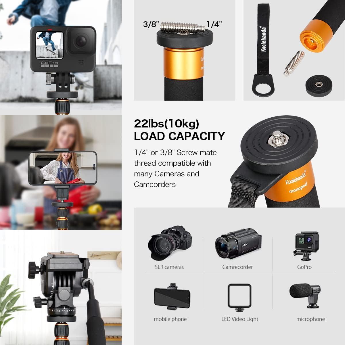 Monopod de cámara Koolehaoda K-266+A3 de aluminio 46-177cm