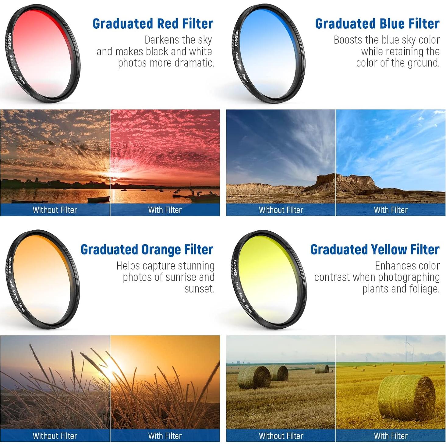 Kit de Filtros de Lente 58mm NEEWER para Teléfono Móvil