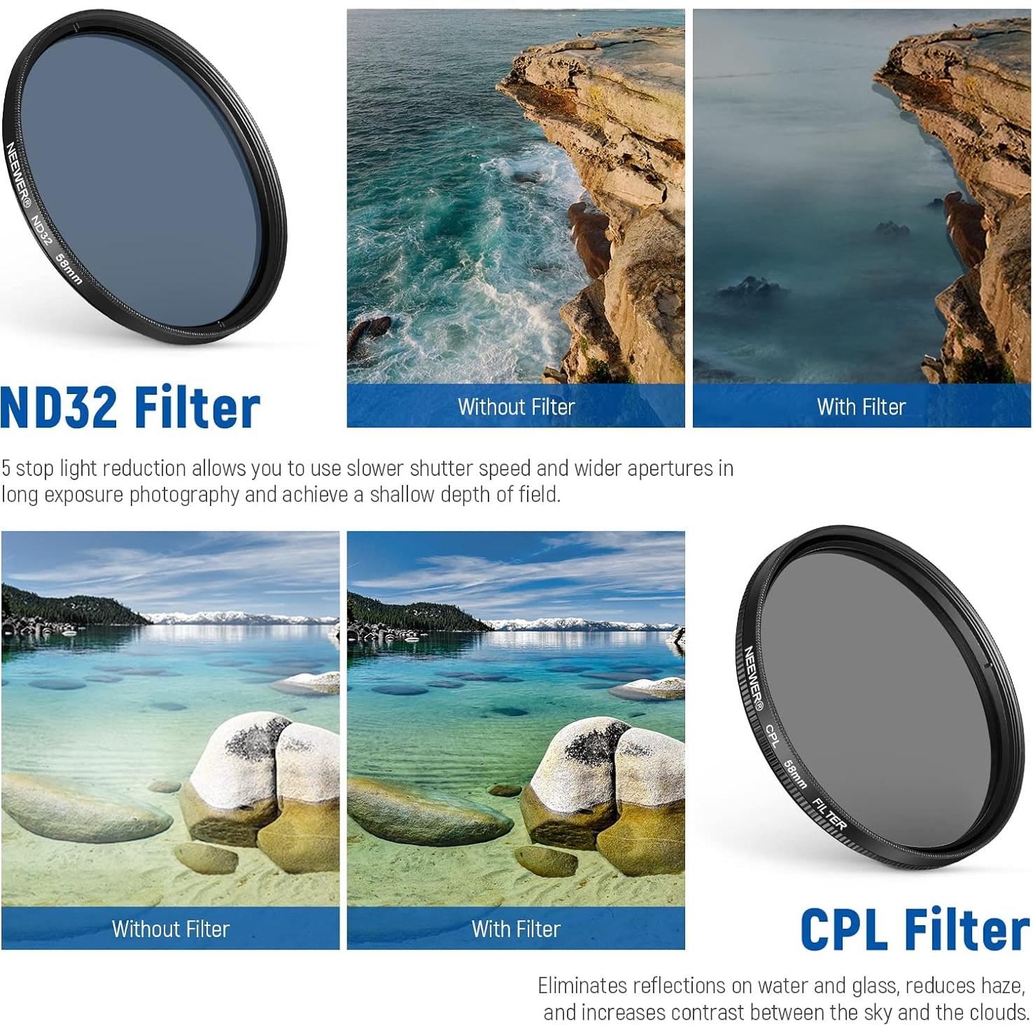 Kit de Filtros de Lente 58mm NEEWER para Teléfono Móvil