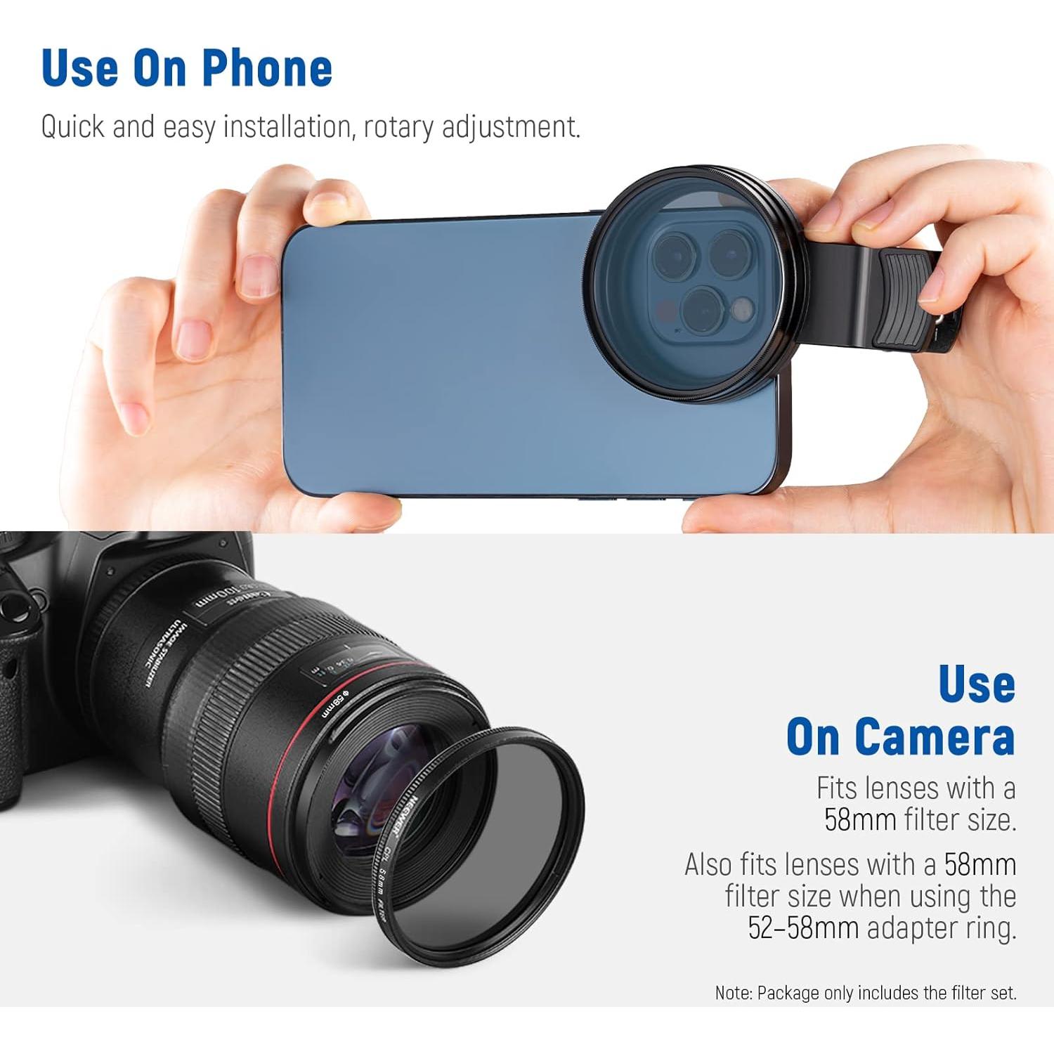Kit de Filtros de Lente 58mm NEEWER para Teléfono Móvil