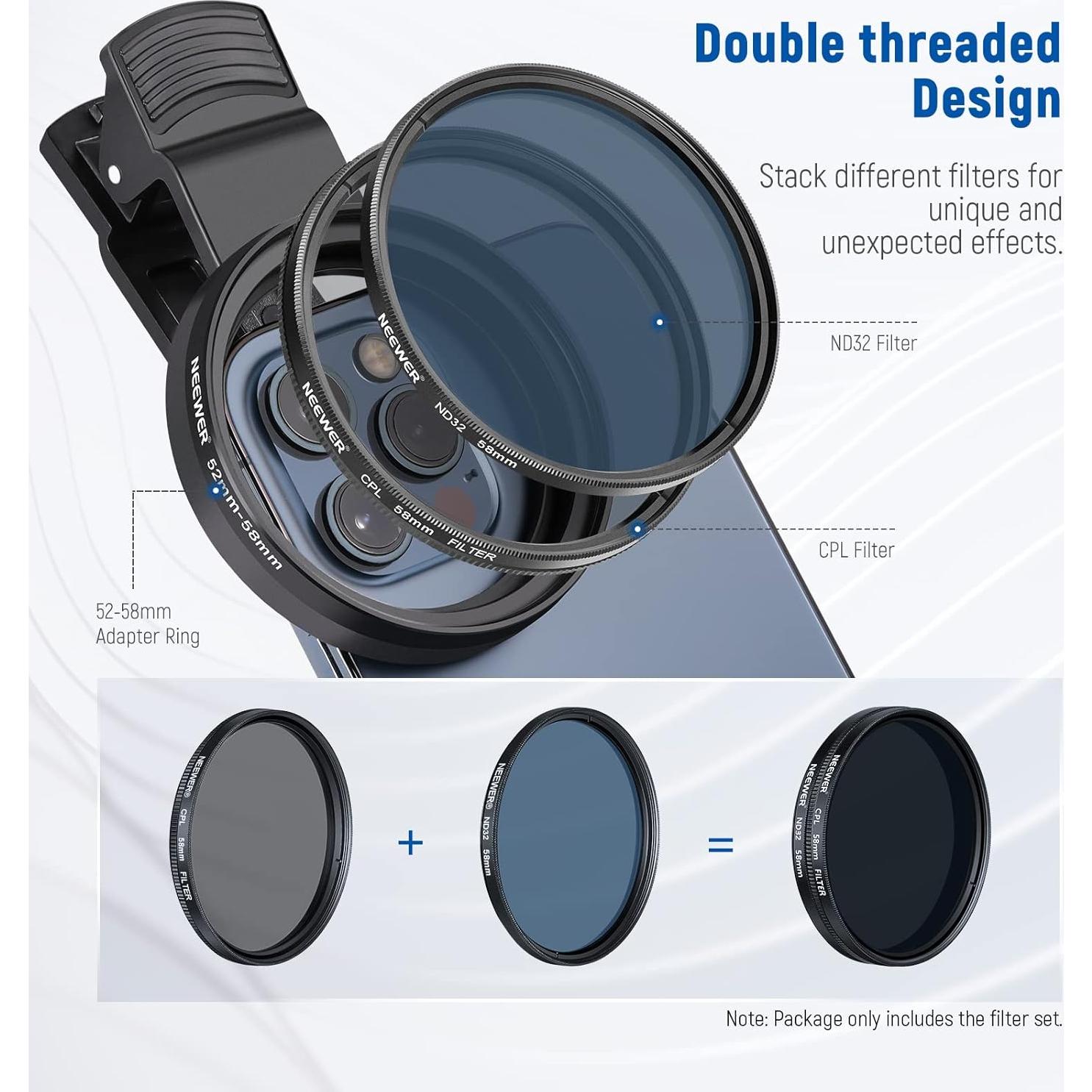 Kit de Filtros de Lente 58mm NEEWER para Teléfono Móvil