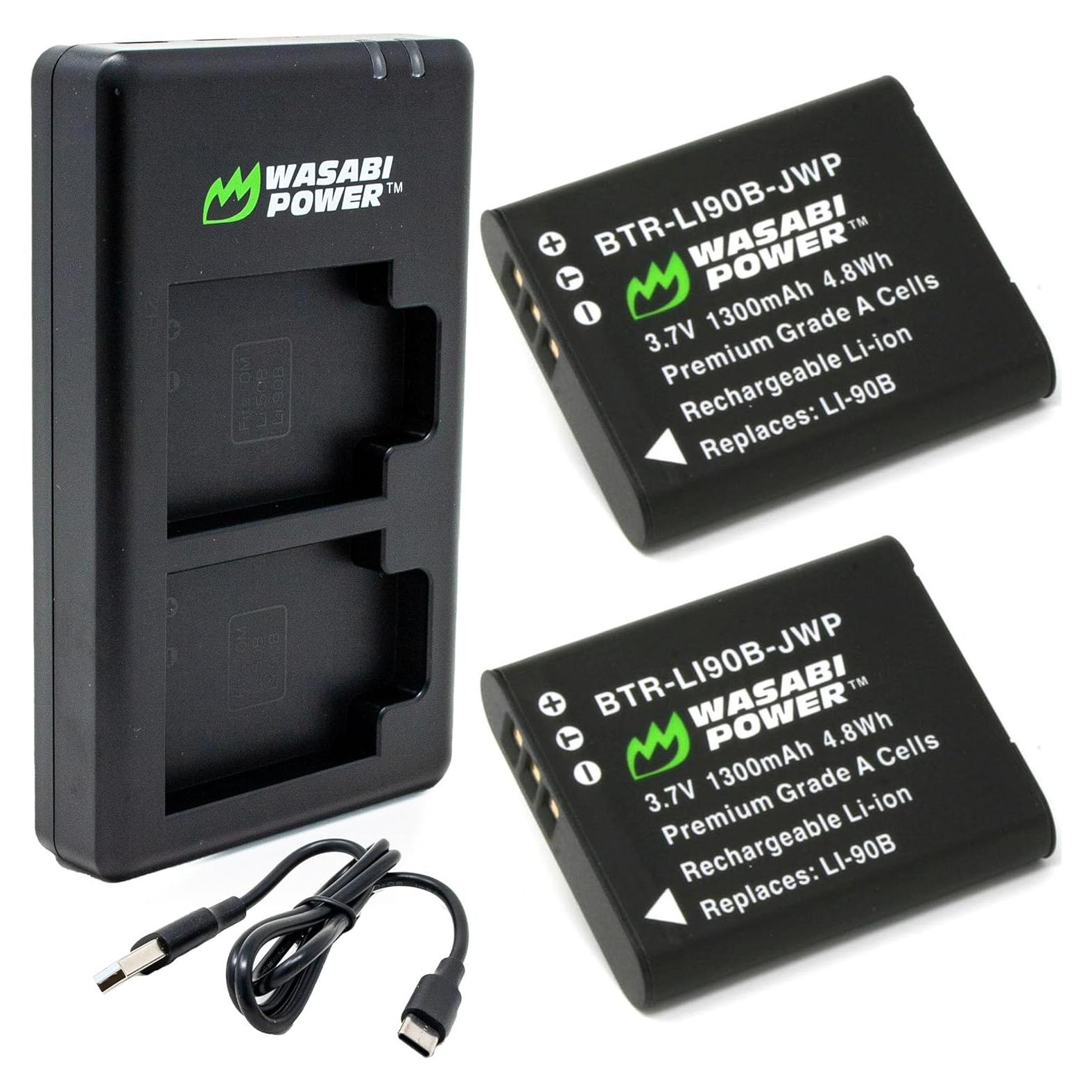 Batería Wasabi Power DB-110 + Cargador Dual USB-C para Ricoh