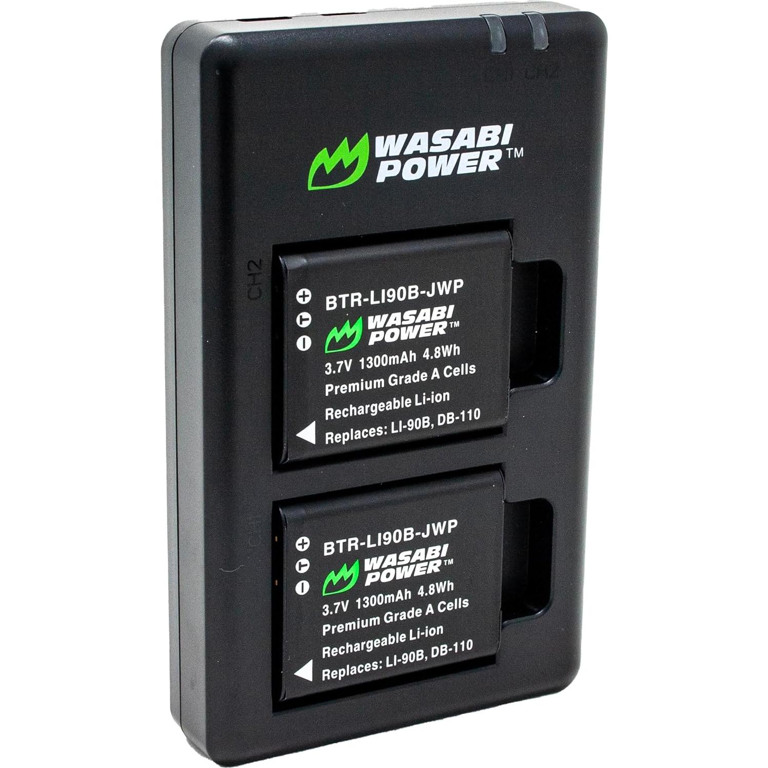 Batería Wasabi Power DB-110 + Cargador Dual USB-C para Ricoh