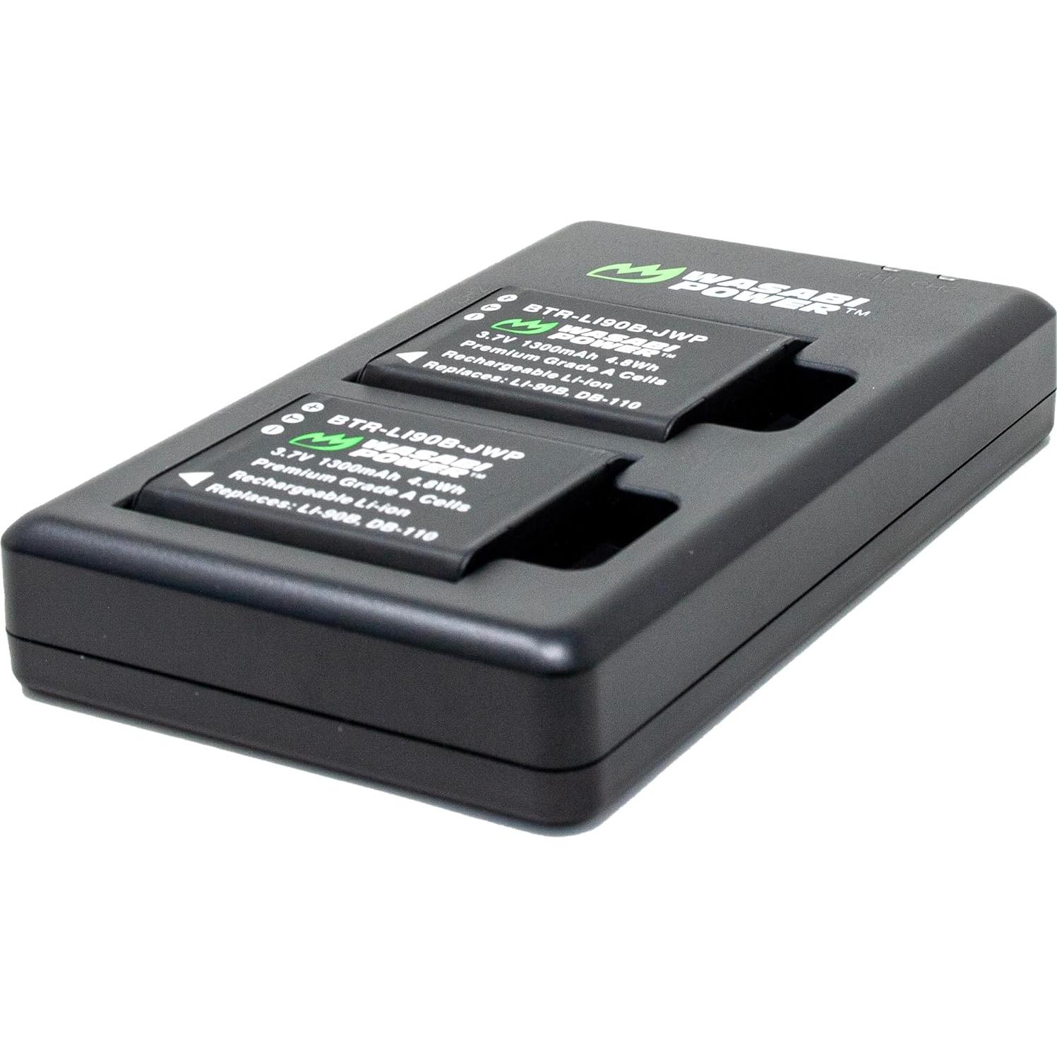 Batería Wasabi Power DB-110 + Cargador Dual USB-C para Ricoh