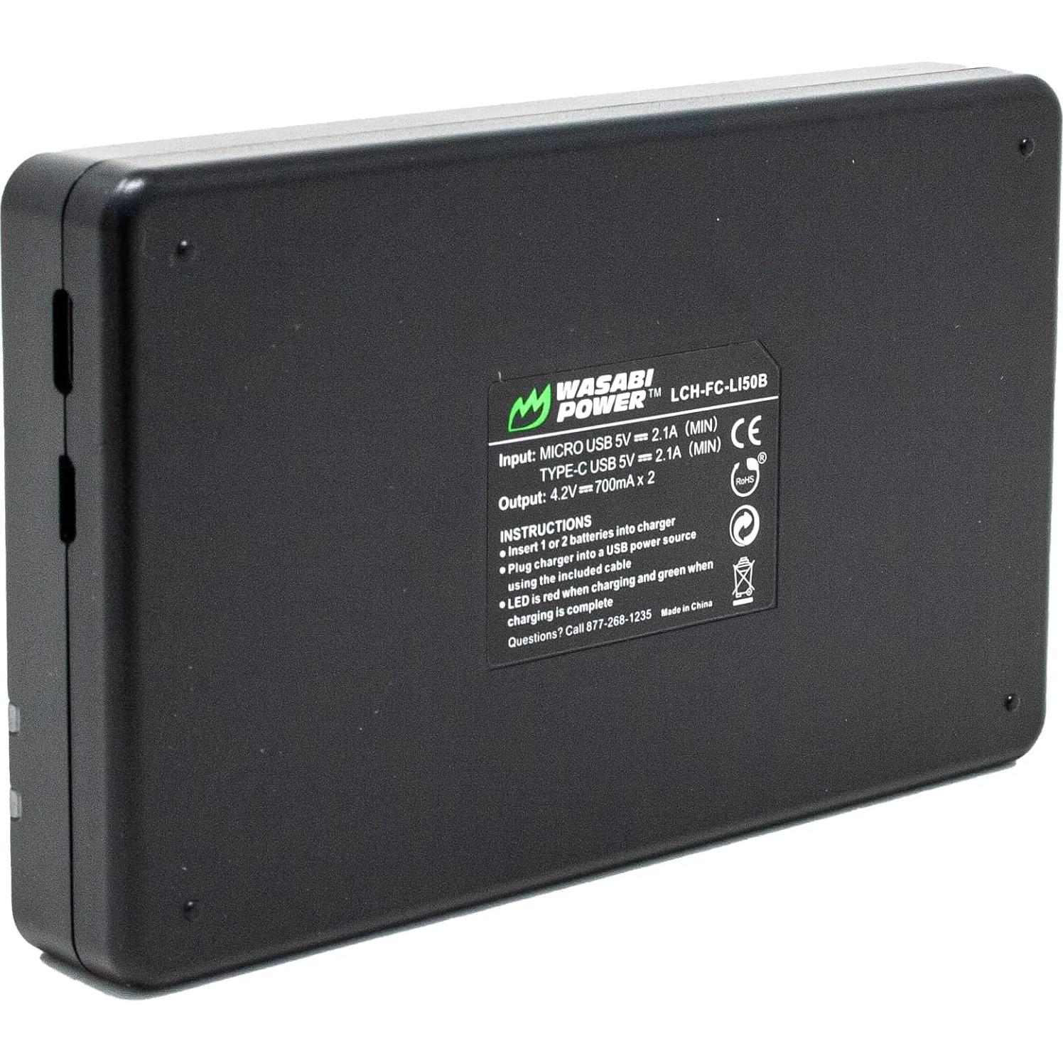 Batería Wasabi Power DB-110 + Cargador Dual USB-C para Ricoh