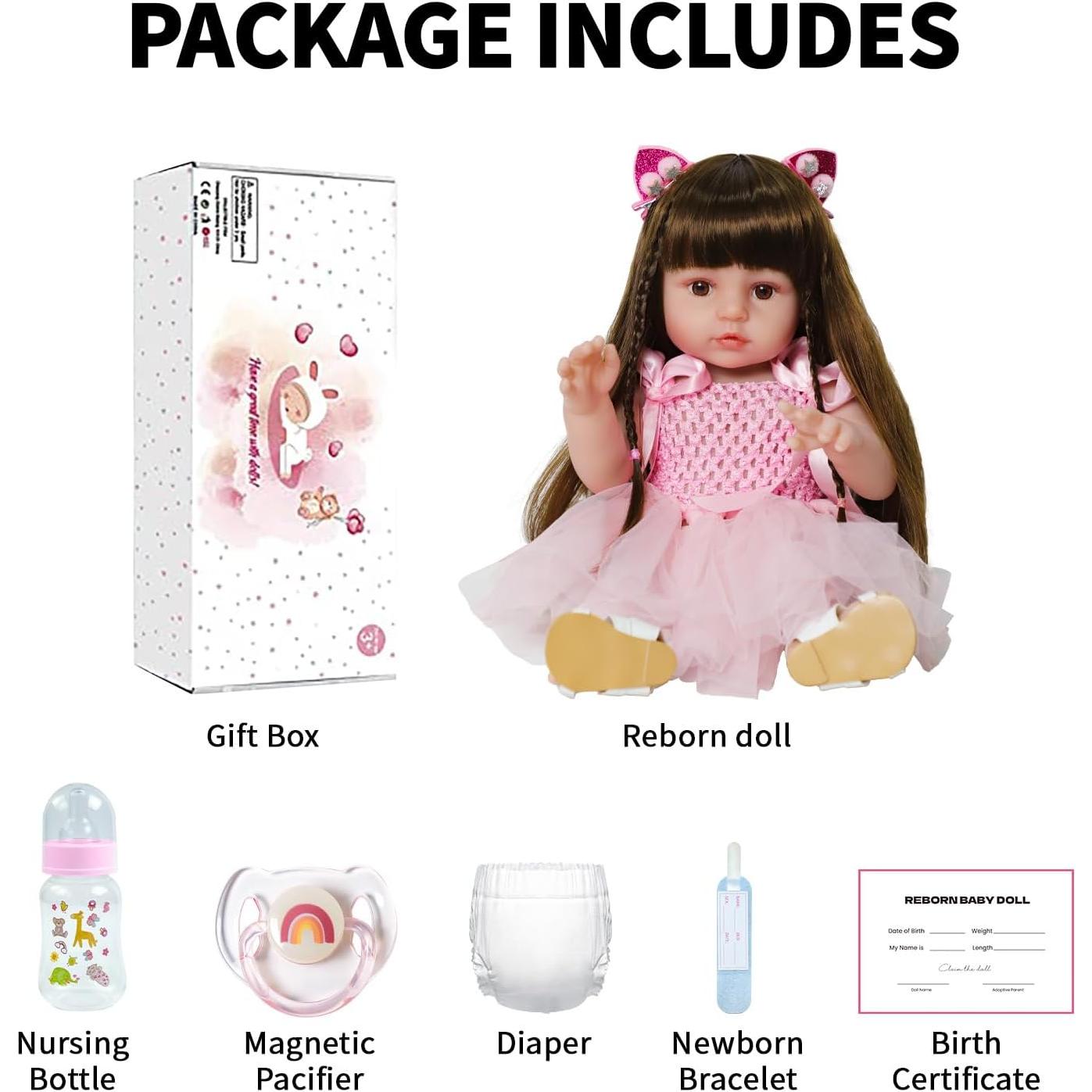 Muñeca Reborn Realista SCOM 50 cm con Ropa y Accesorios