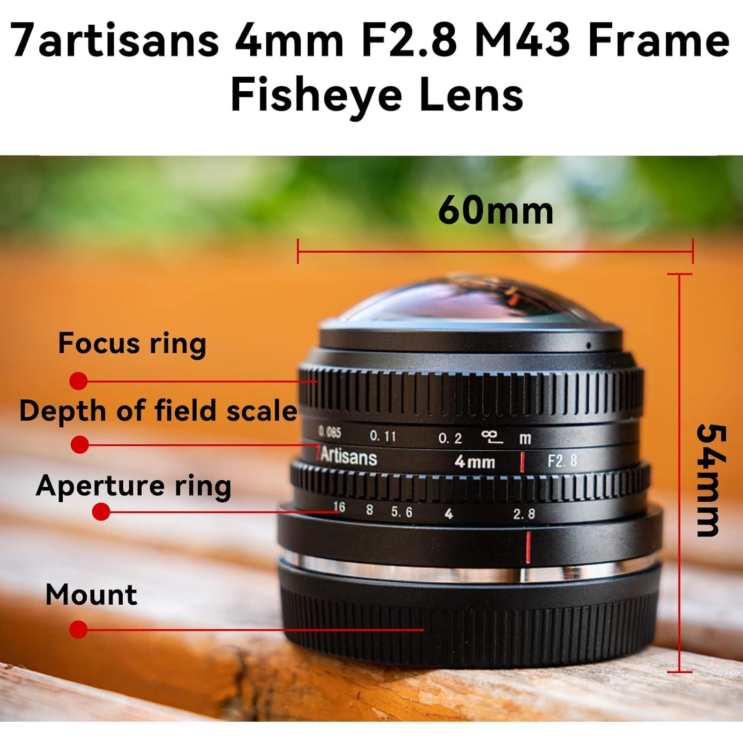 Lente Ojo de Pez 7Artisans 4mm F2.8 para Montura M4/3