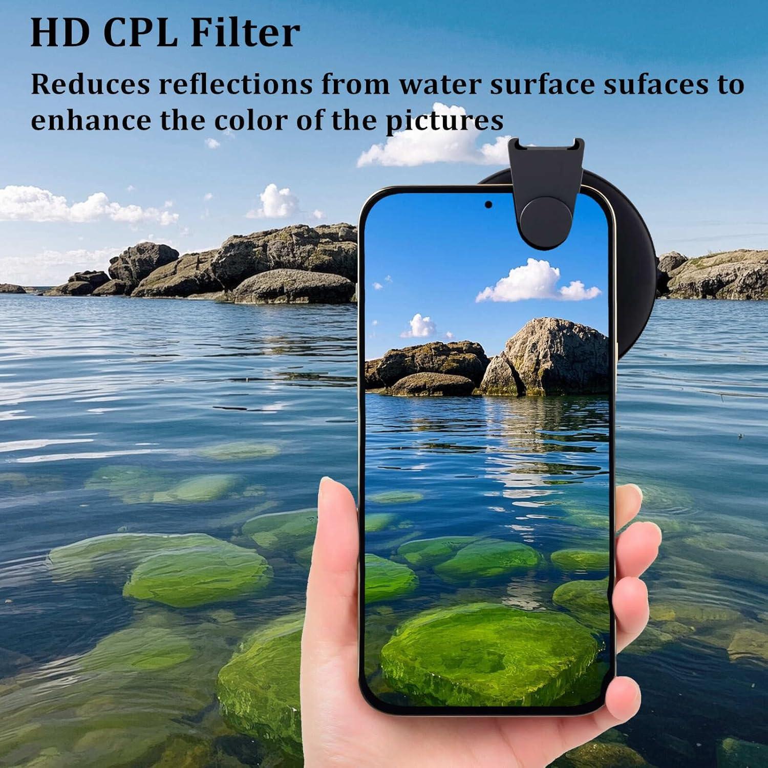 Filtro CPL Polarizador 67mm + Adaptador Universal + Luz Selfie