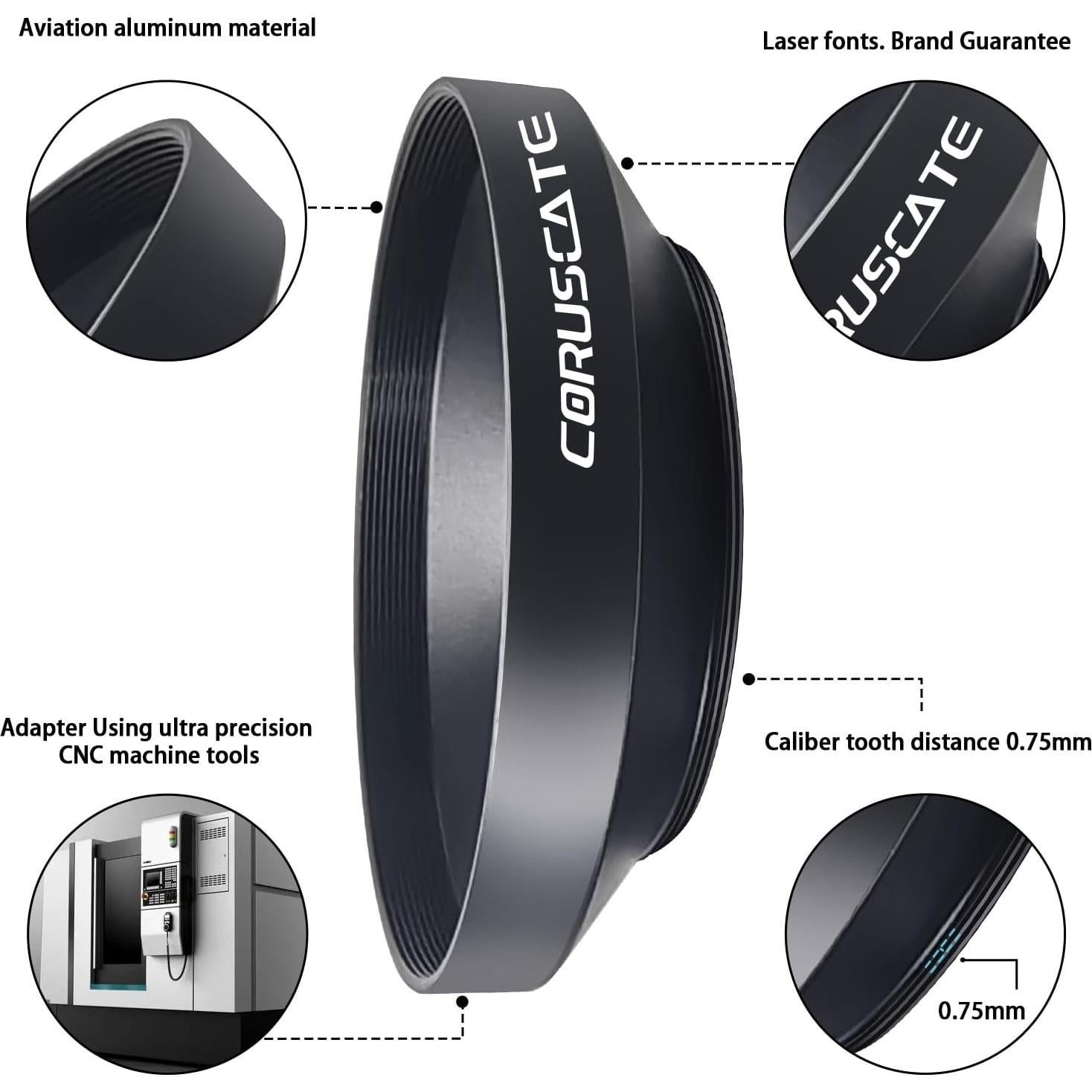 Capucha de lente gran angular CORUSCATE 55mm + tapa de lente