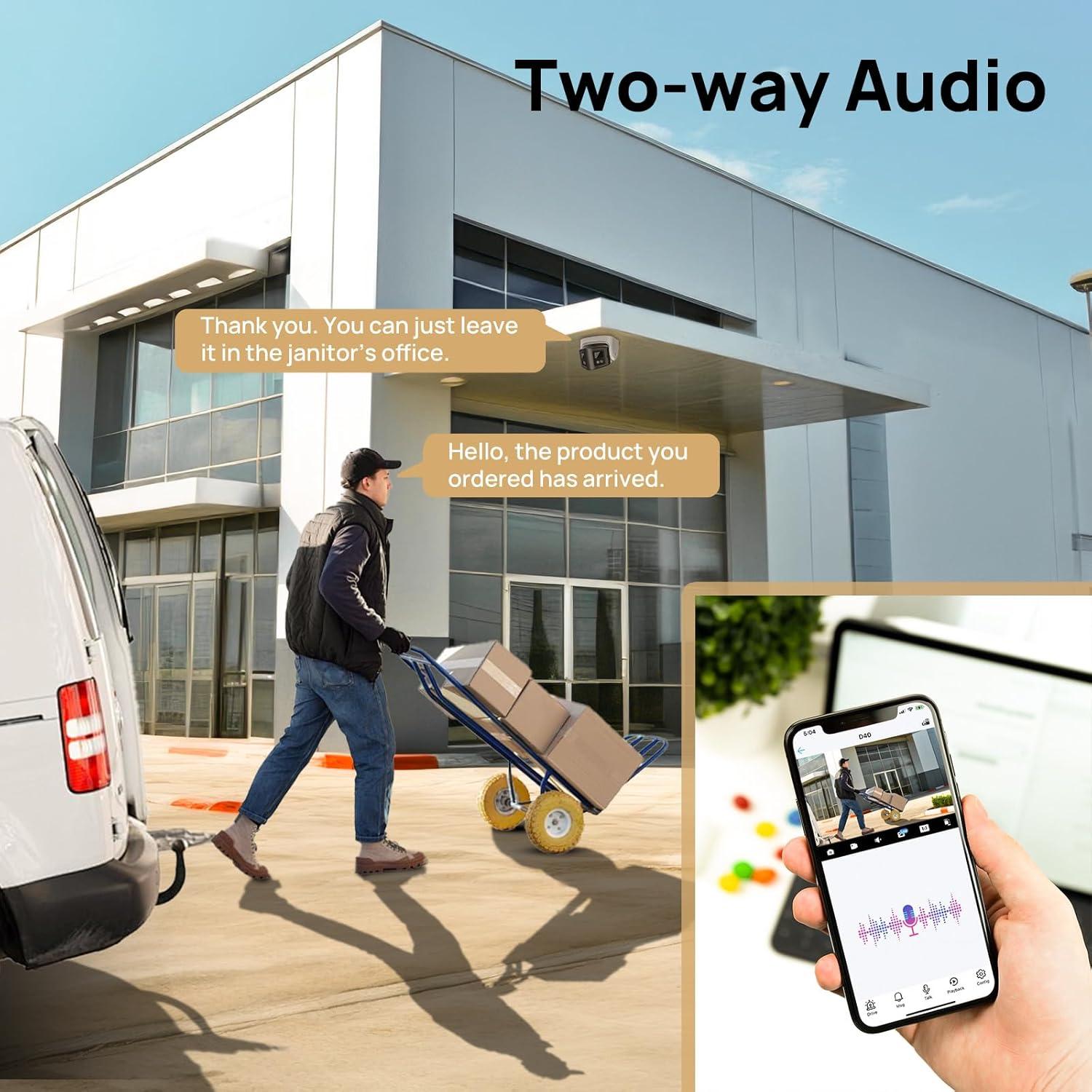 Cámara de Seguridad PoE 4K Doble Lente 8MP IP66 180°