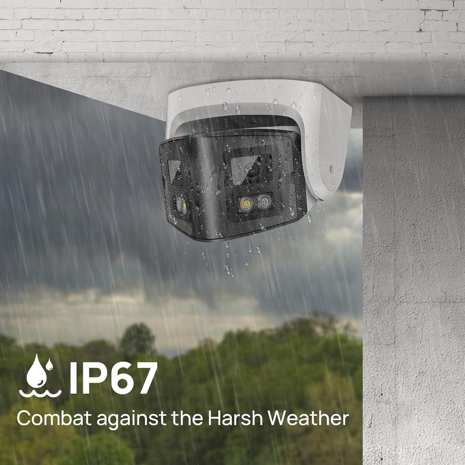 Cámara de Seguridad PoE 4K Doble Lente 8MP IP66 180°