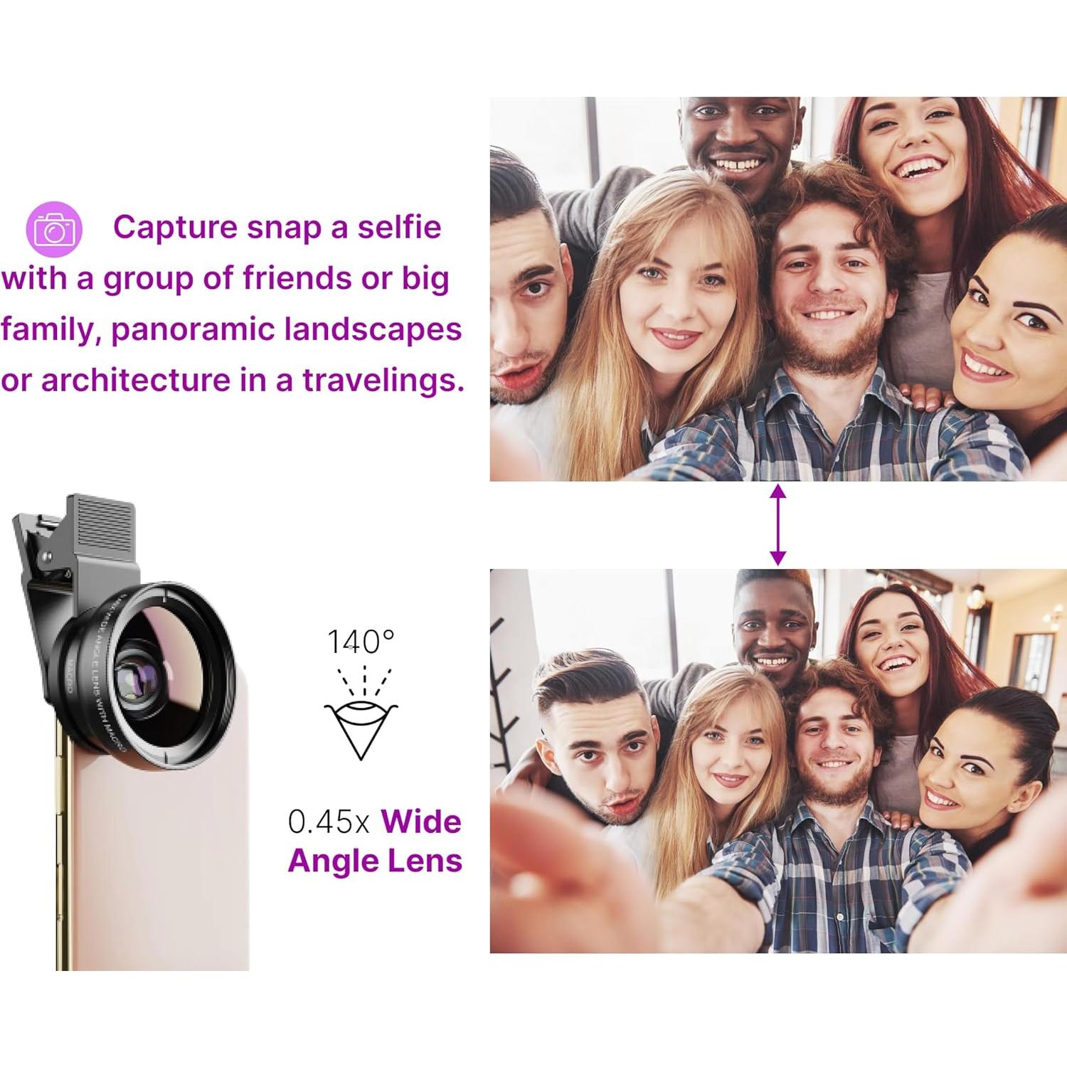 Lente Gran Angular 0.45x ULVEOL para iPhone y Android