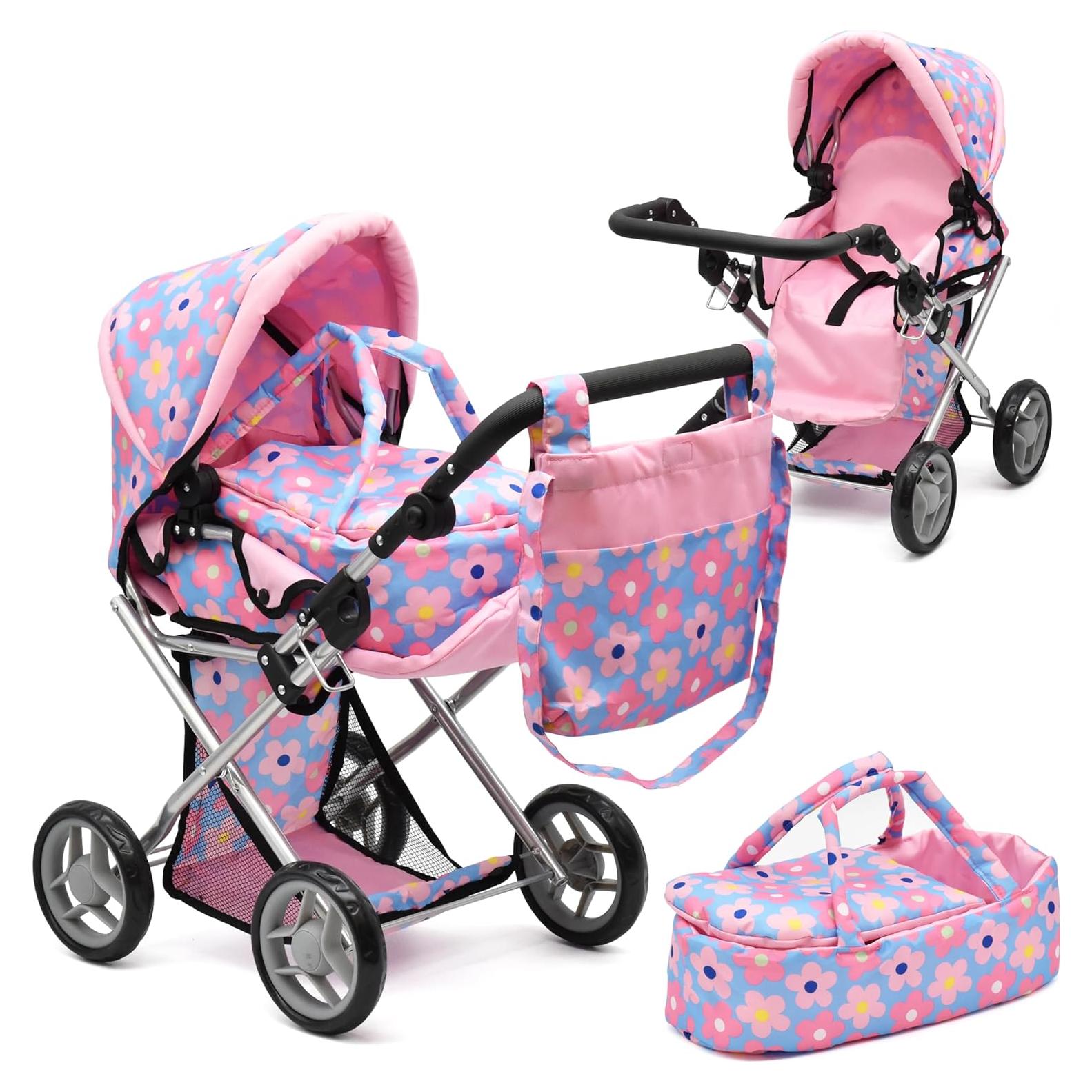 Carrito de Muñeca Dolls To Play 3 en 1 Azul Ajustable