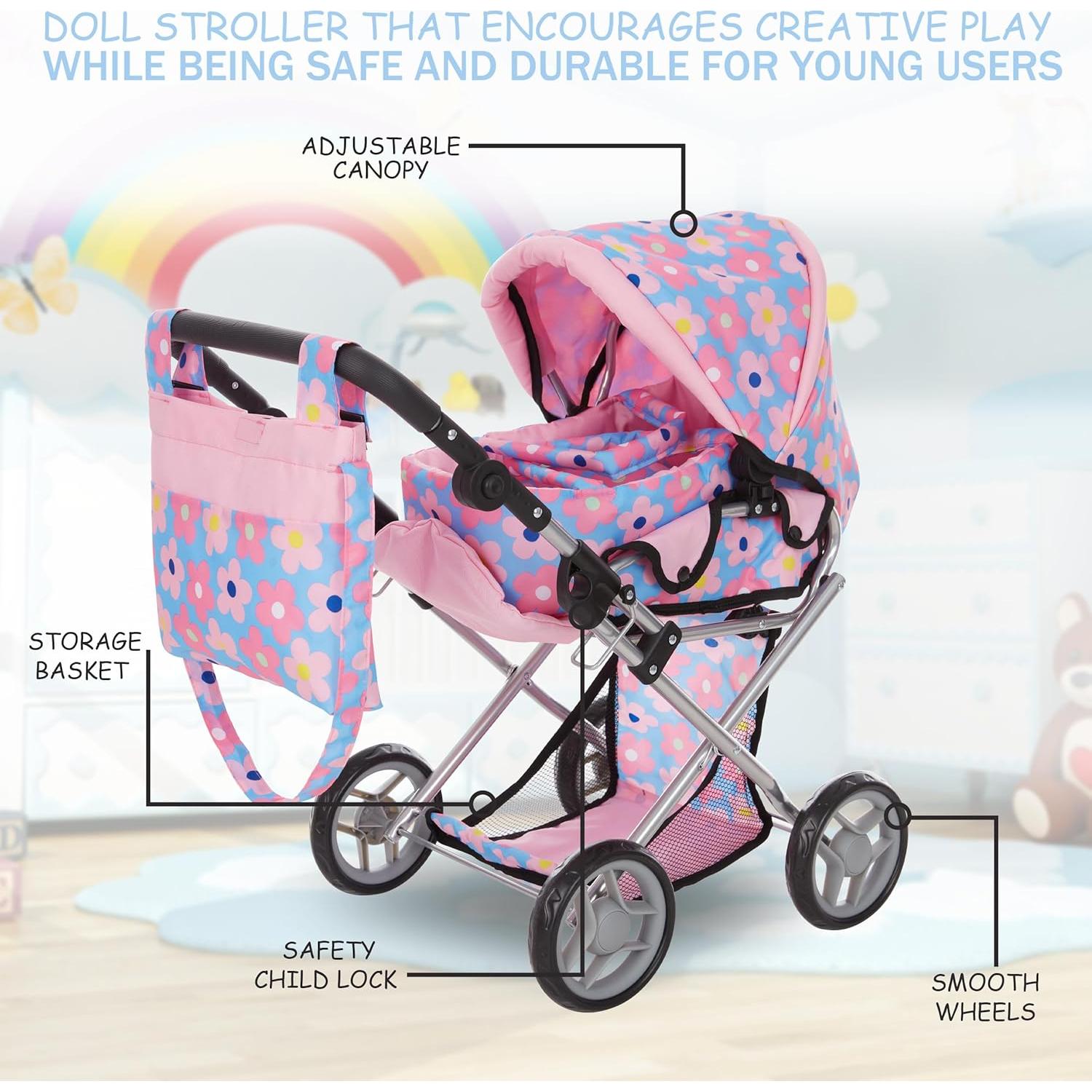 Carrito de Muñeca Dolls To Play 3 en 1 Azul Ajustable