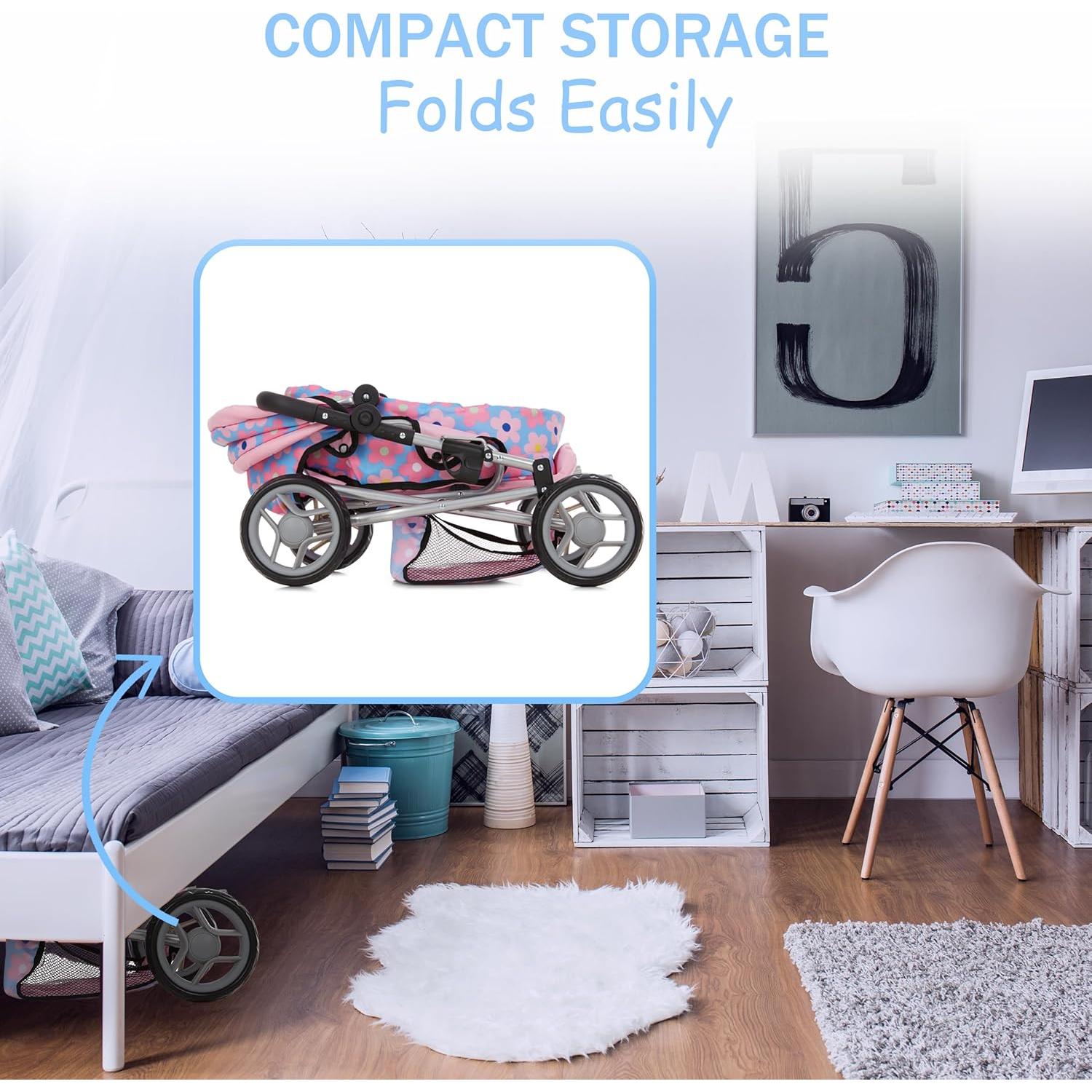 Carrito de Muñeca Dolls To Play 3 en 1 Azul Ajustable