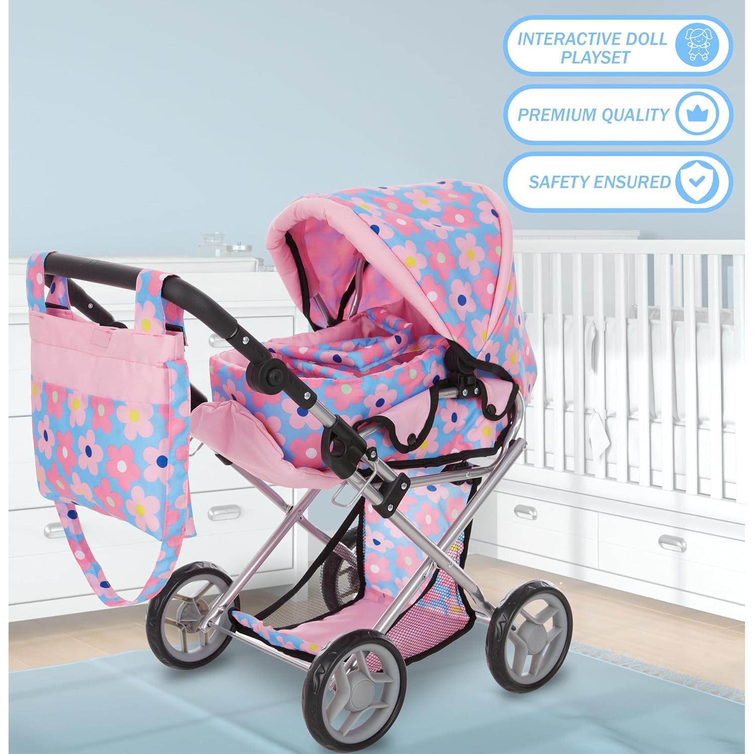 Carrito de Muñeca Dolls To Play 3 en 1 Azul Ajustable