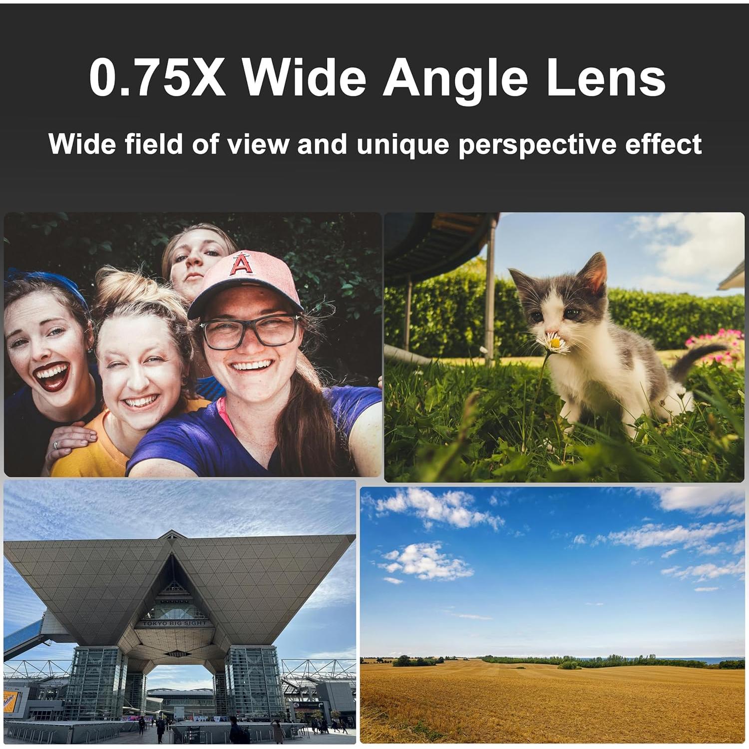 Lente Gran Angular 18mm 0.75X 102° Veedzoens para Smartphone