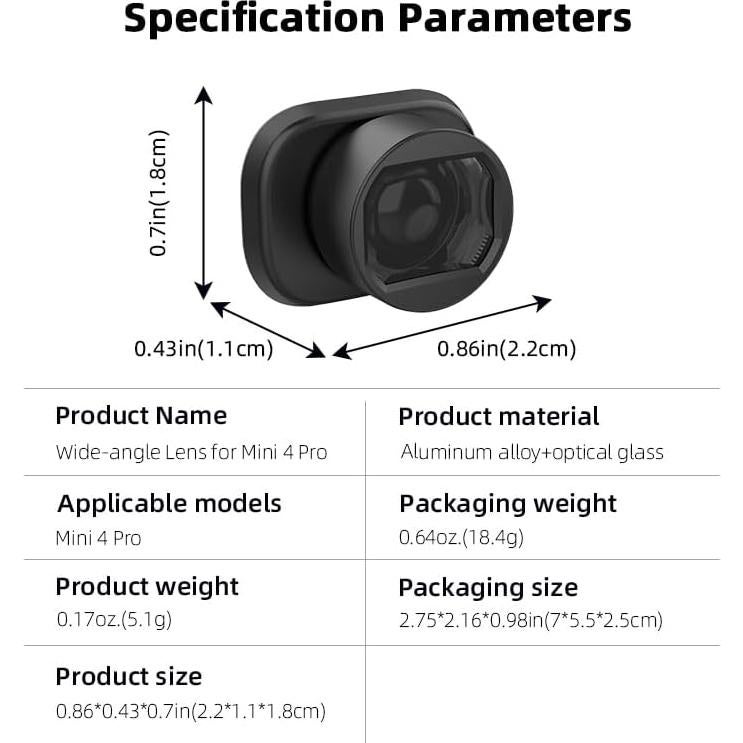 Lente Gran Angular Coyktonty para DJI Mini 4 Pro 0.75X HD