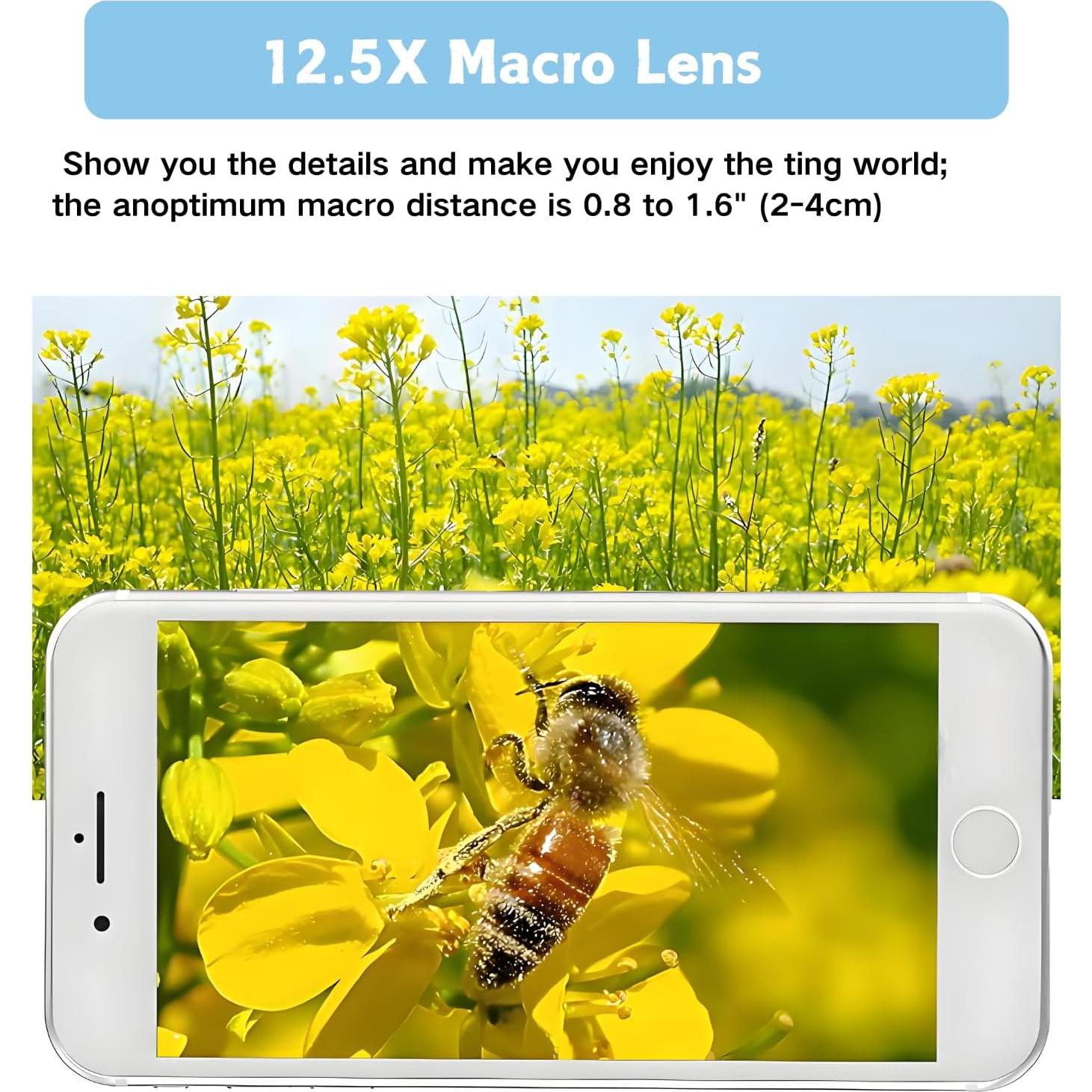 Lente Macro y Gran Angular Yosoo 0.45X 12.5X para Smartphone