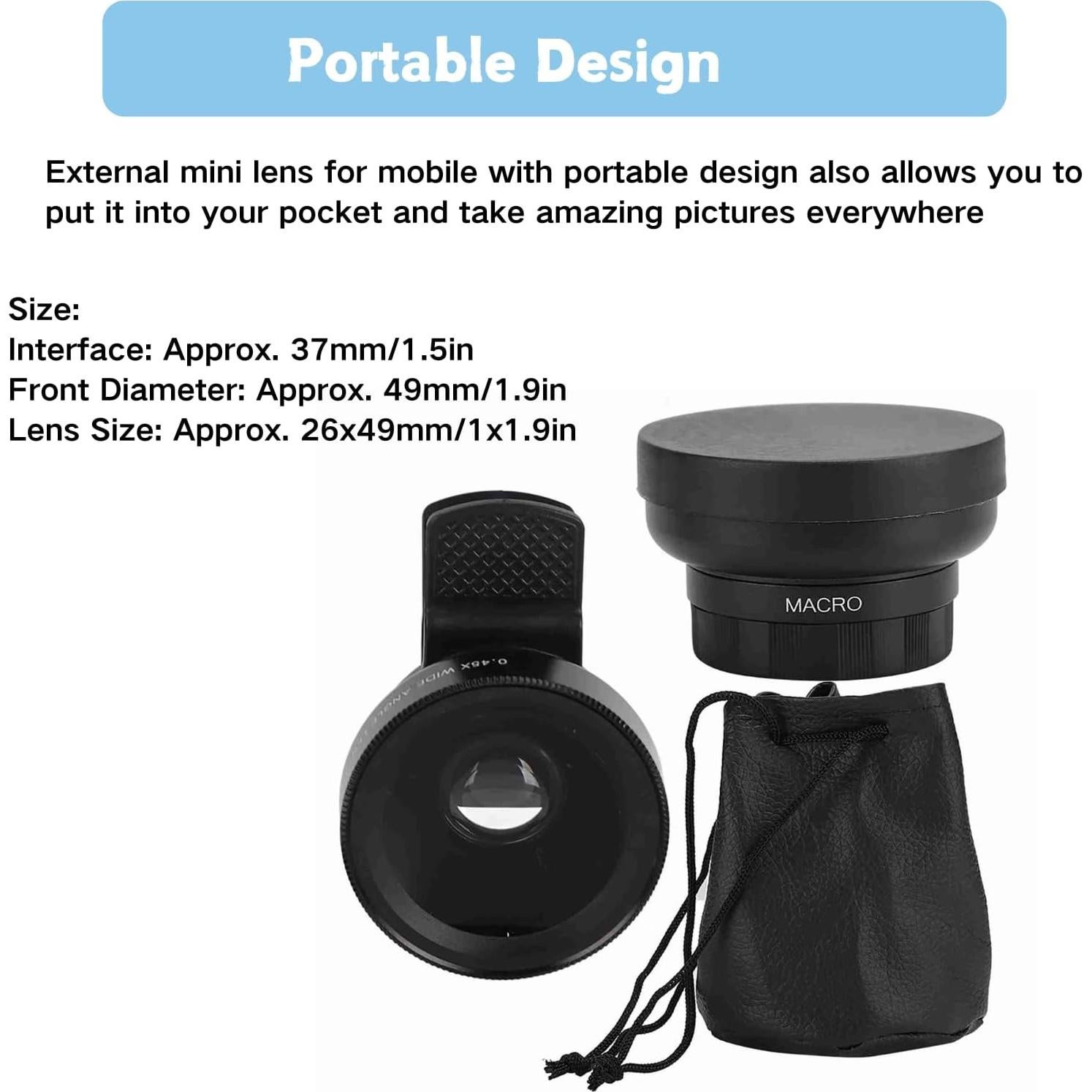 Lente Macro y Gran Angular Yosoo 0.45X 12.5X para Smartphone