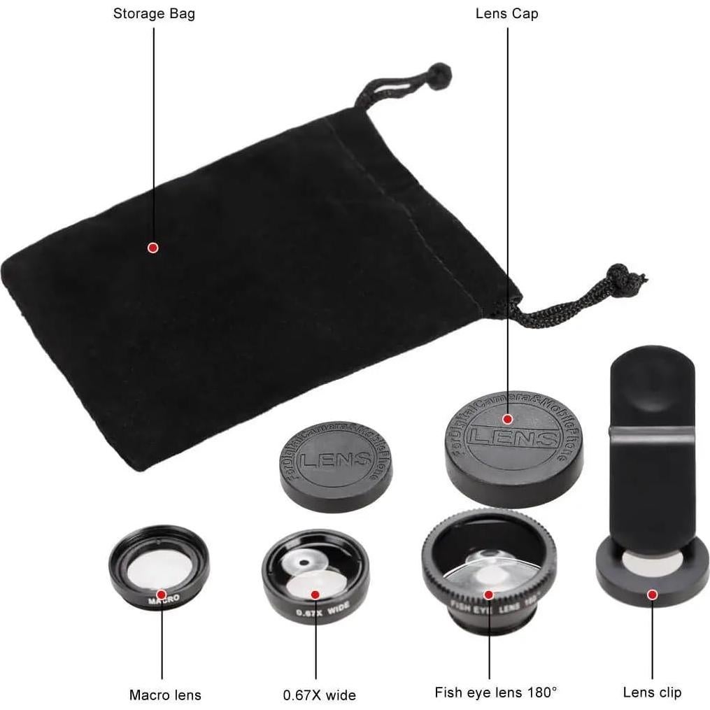 Kit de 3 Lentes para Smartphone Palo Alto - Gran Angular, Macro, Ojo de Pez