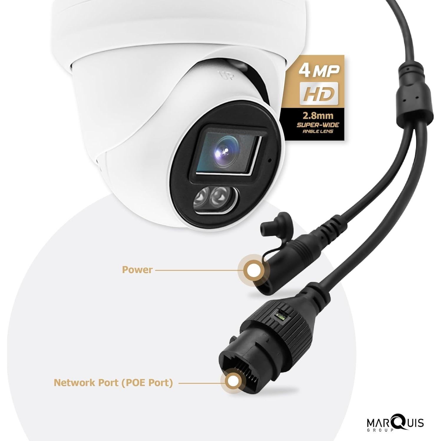 Cámara IP PoE 4MP Marquis con Micrófono y Visión Nocturna