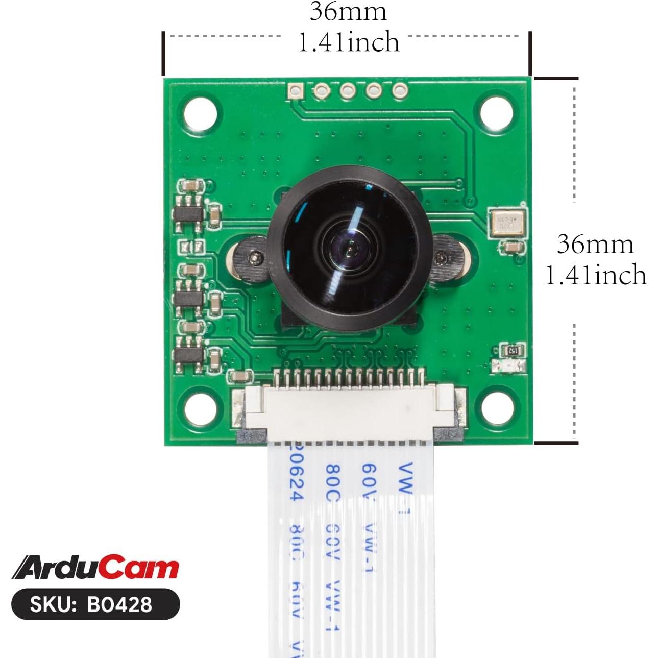 Cámara Arducam 5MP OV5647 con Lente Fisheye M12 para Raspberry Pi