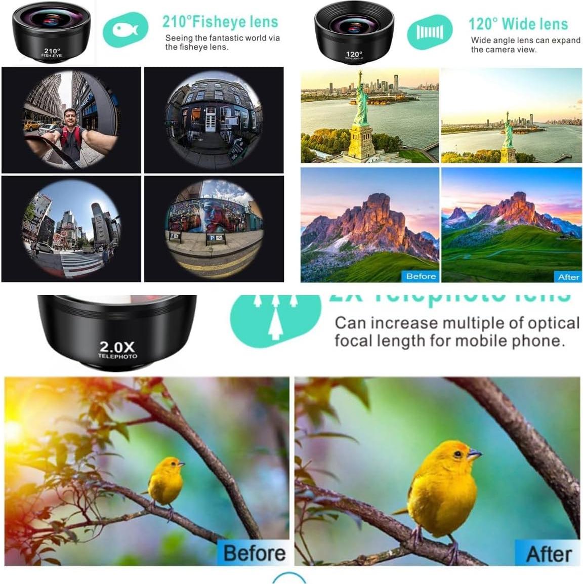 Kit de Lentes de Cámara 3 en 1 AUTO-SWITCH para Smartphone