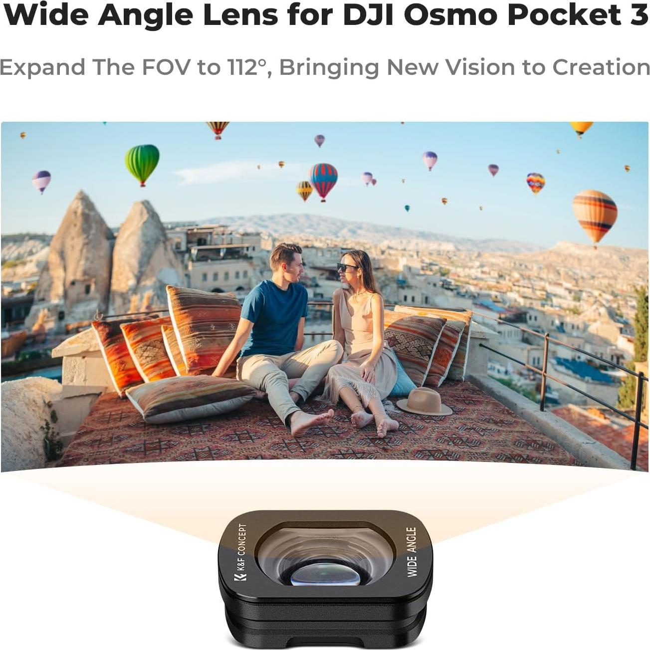 Lente Gran Angular K&F Concept para DJI Osmo Pocket 3 - Magnético