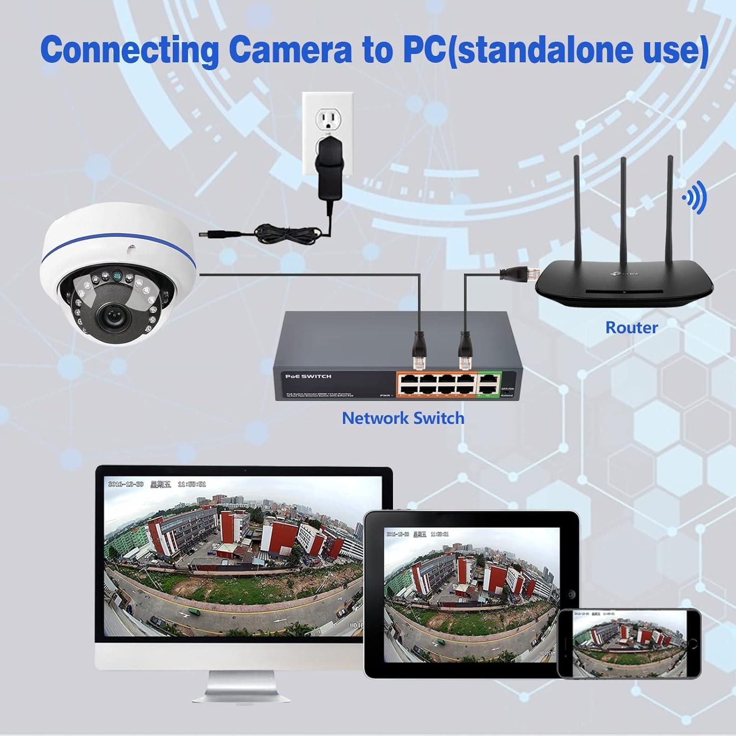 Cámara de Seguridad IP Domo 5MP DCSEC 180° PoE para Exterior