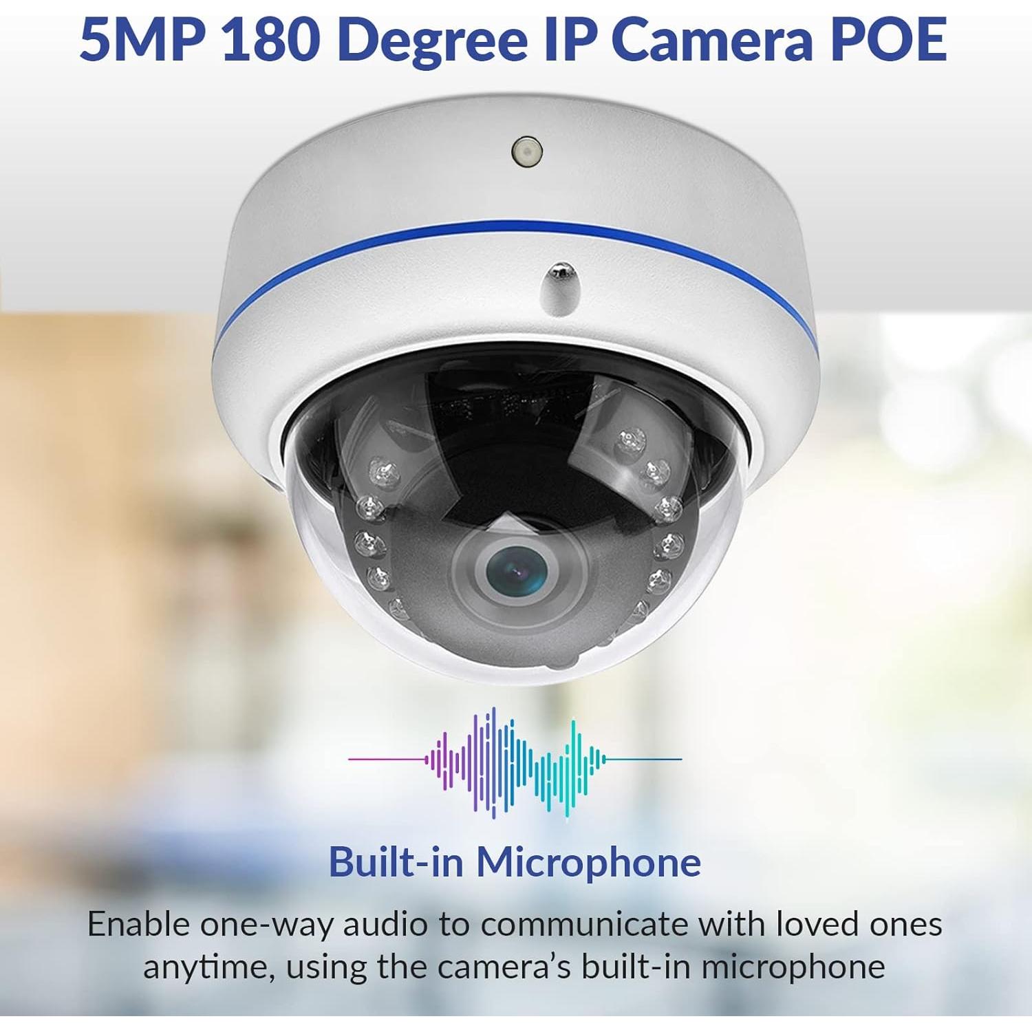Cámara de Seguridad IP Domo 5MP DCSEC 180° PoE para Exterior