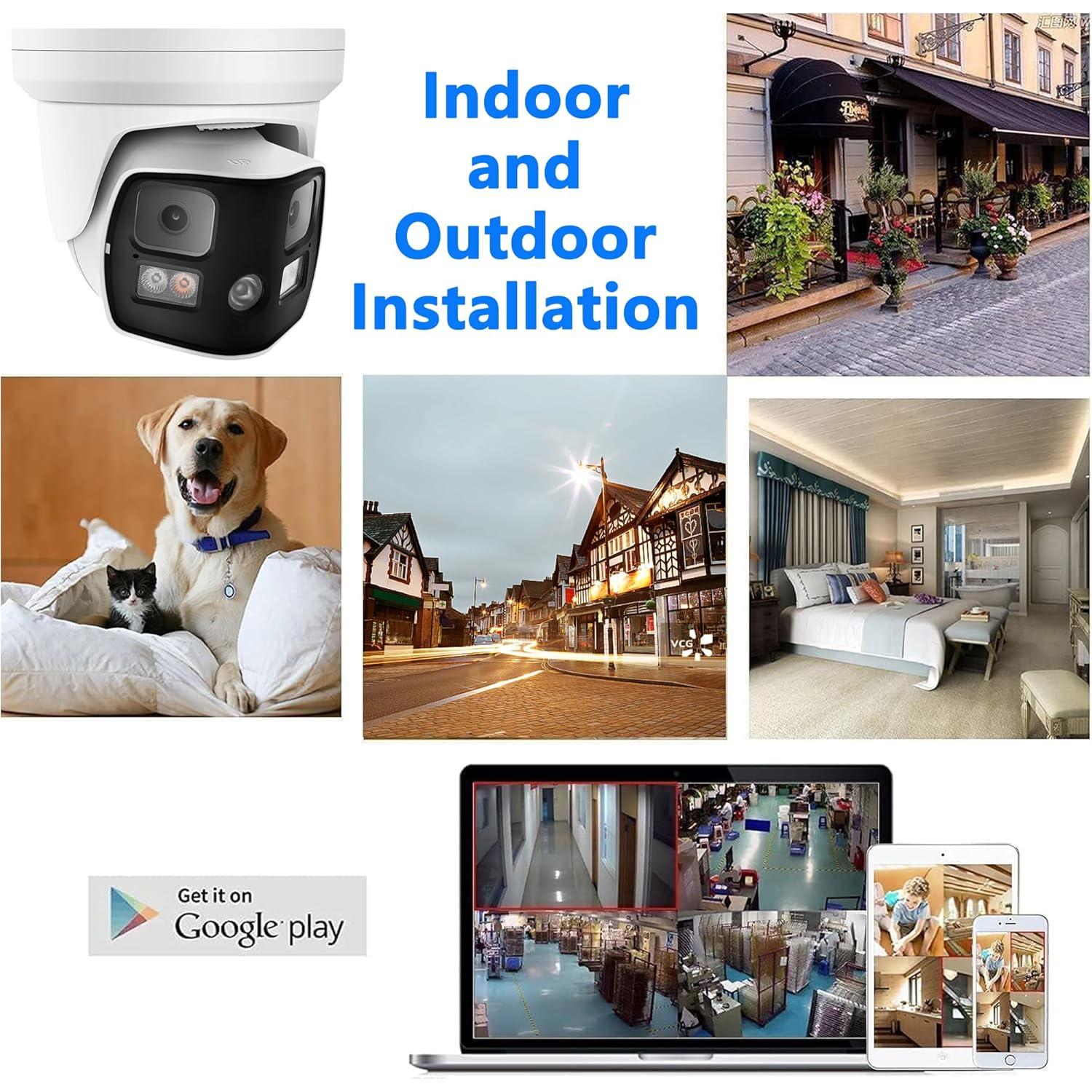 Cámara de Seguridad IP PoE Doble Lente 8MP 4K 180° H.265