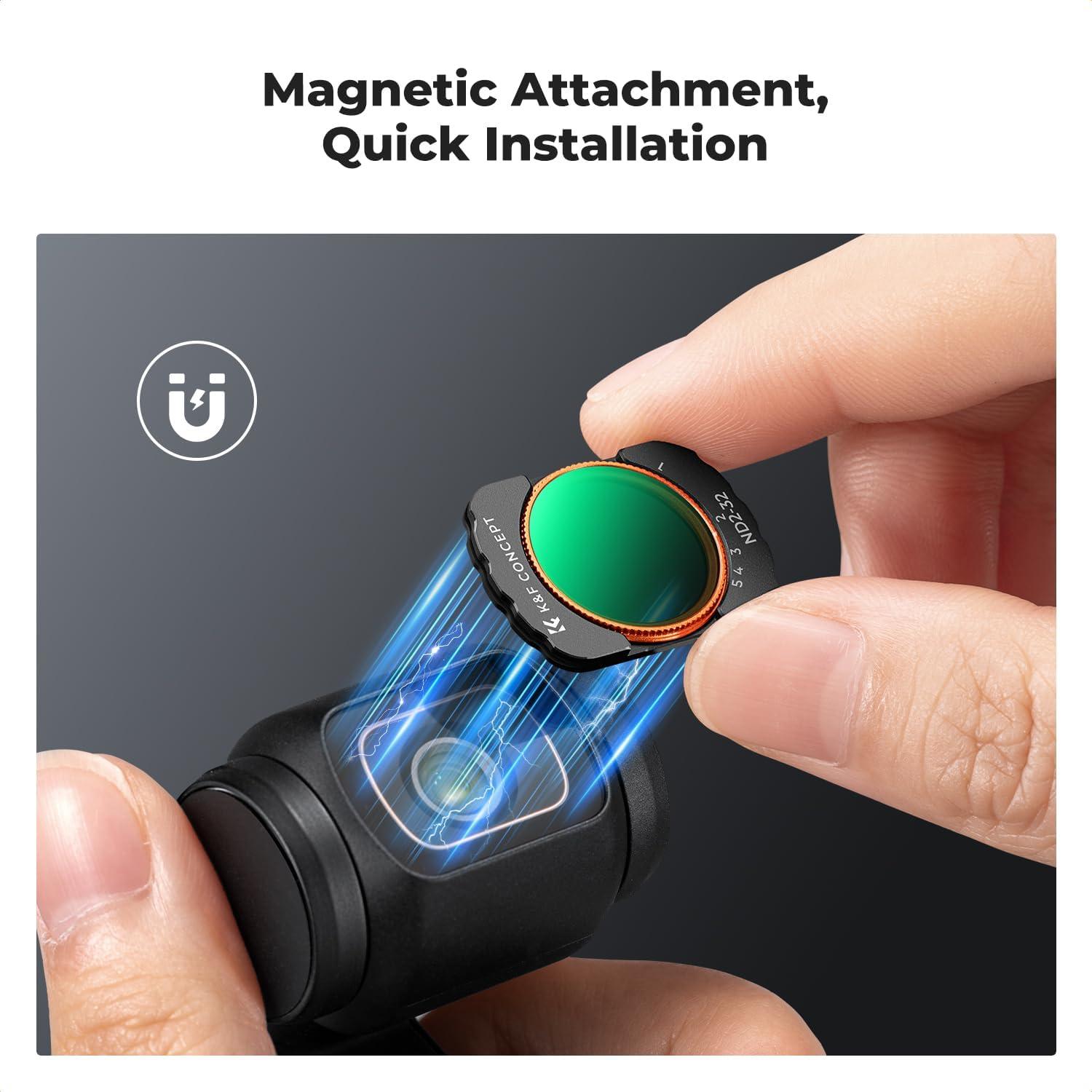 Filtro Gran Angular K&F Concept para DJI Osmo Pocket 3 - Kit de 3 Filtros ND2-32 y CPL