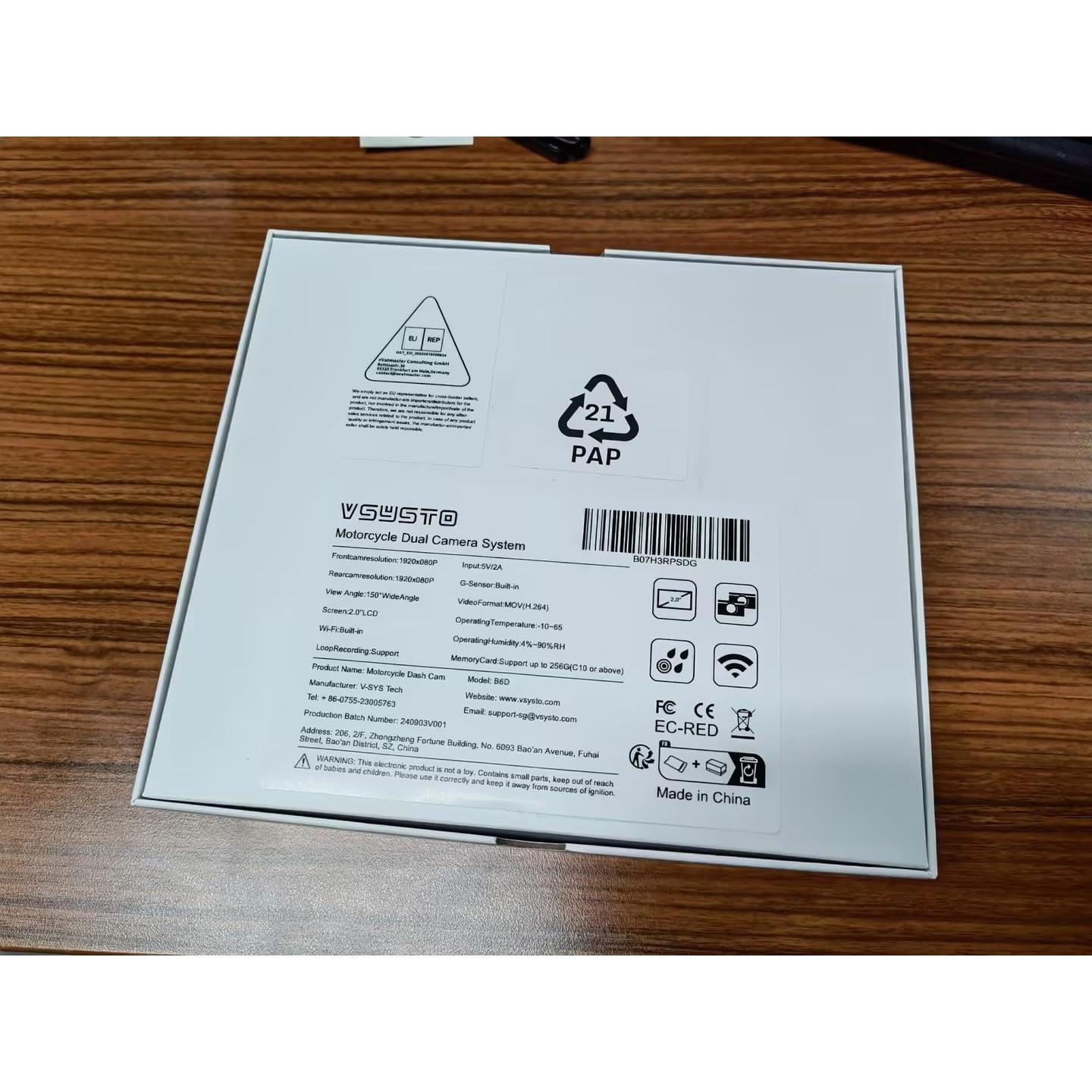 Cámara de Salpicadero VSYSTO HD 1080P Doble Lente WiFi