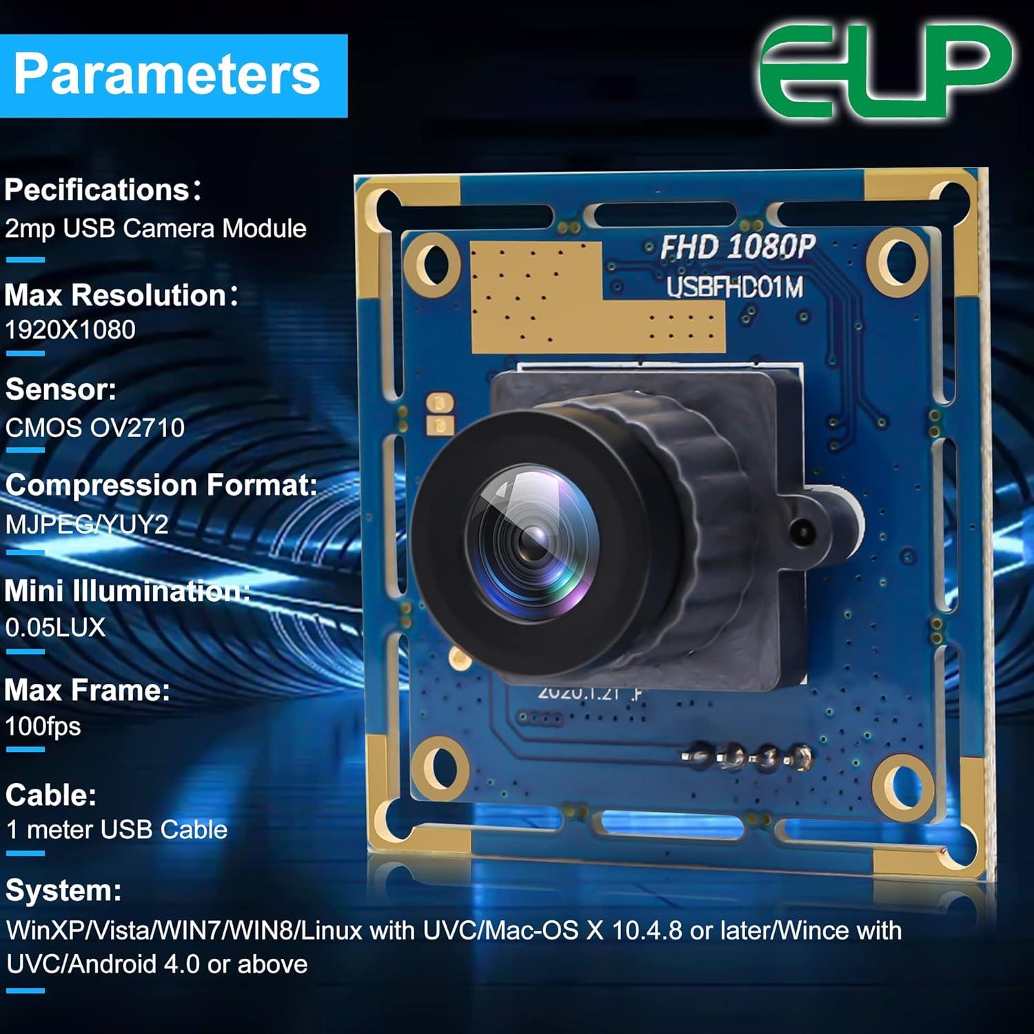 Cámara de Seguridad USB ELP 1080P HD Gran Angular 2MP