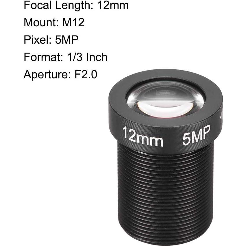 Lente de Cámara CCTV uxcell 12mm F2.0 5MP Gran Angular