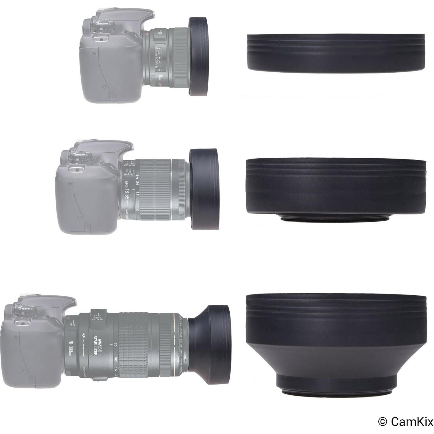 Juego de 2 Parasoles de Lente 58mm Camkix + Tapa de Lente