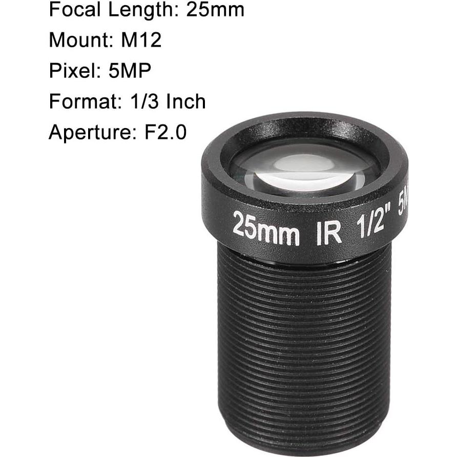 Lente de Cámara CCTV uxcell 25mm F2.0 Gran Angular 5MP
