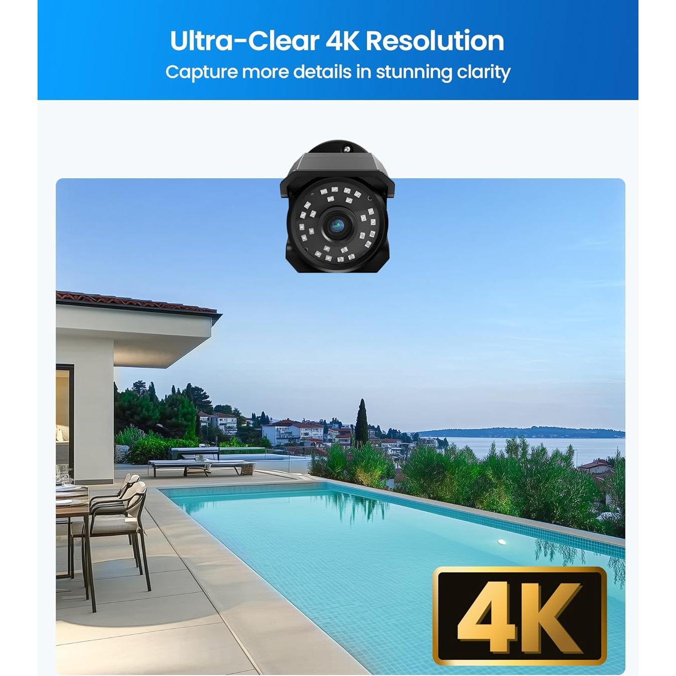 Cámara de Seguridad ZOSI 4K PoE IP Tipo Bala 2 Pack