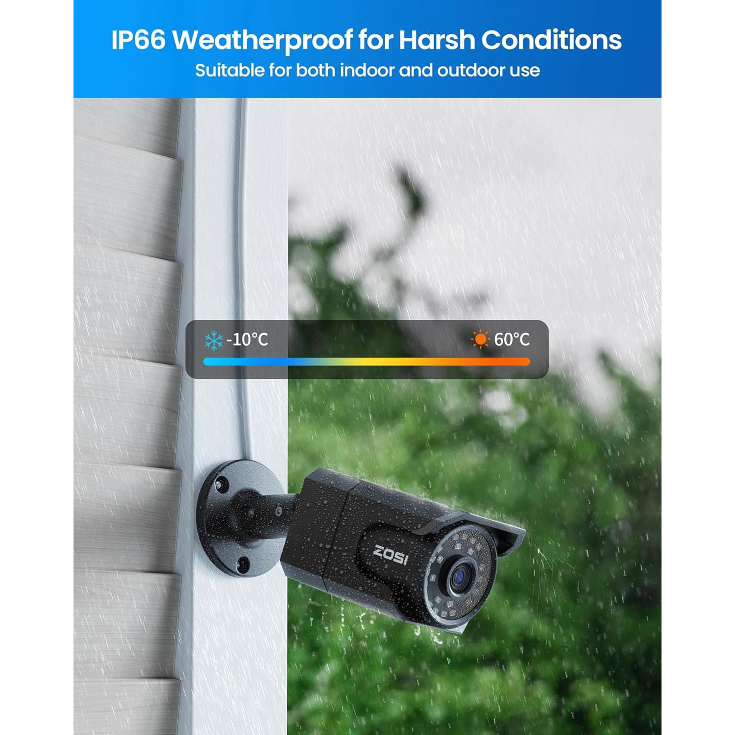 Cámara de Seguridad ZOSI 4K PoE IP Tipo Bala 2 Pack