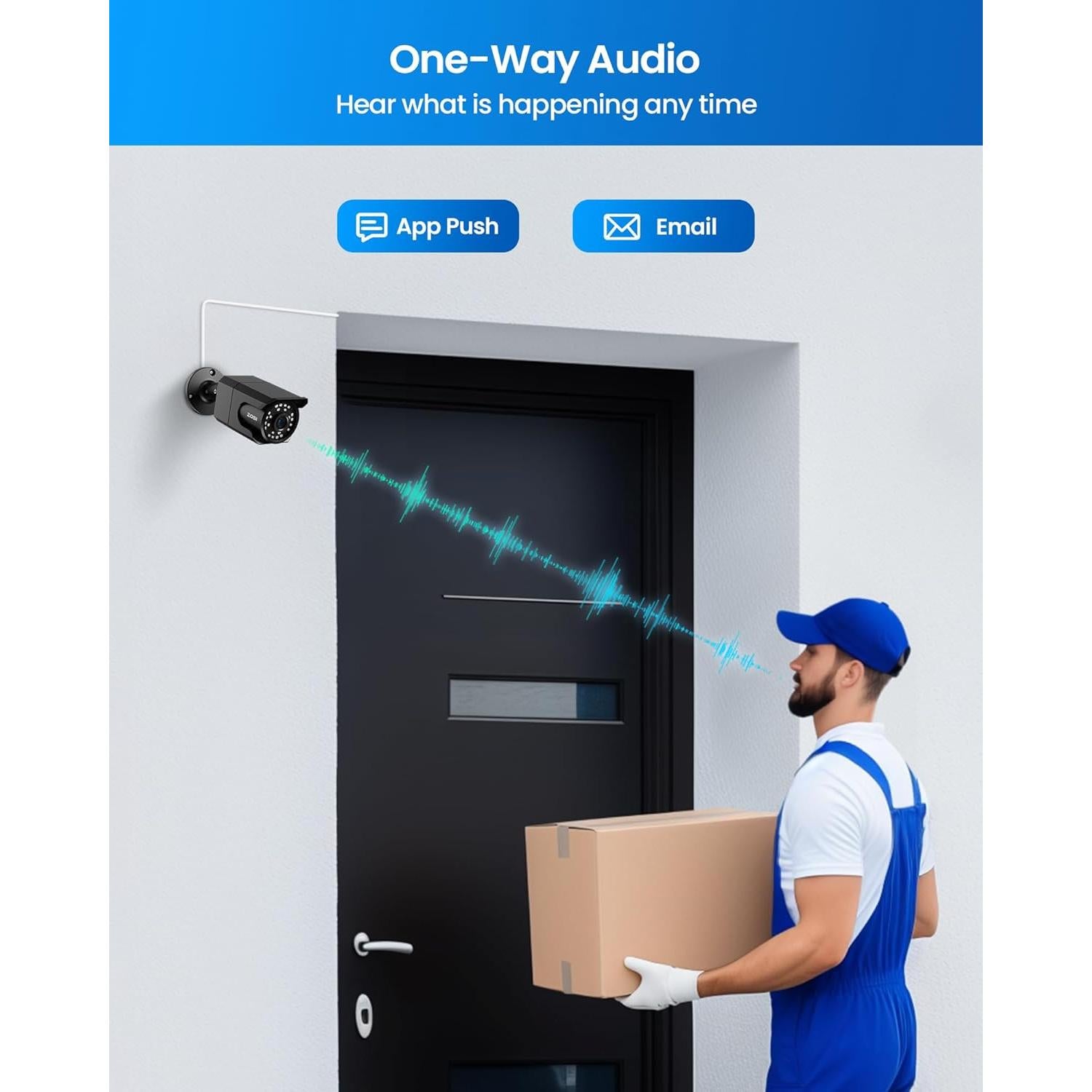 Cámara de Seguridad ZOSI 4K PoE IP Tipo Bala 2 Pack