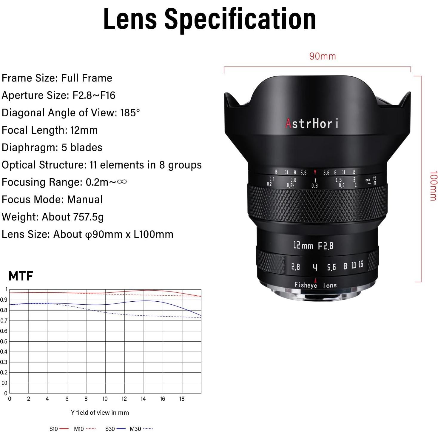Lente Fisheye AstrHori 12mm F2.8 para Nikon Z - Ultra Gran Angular