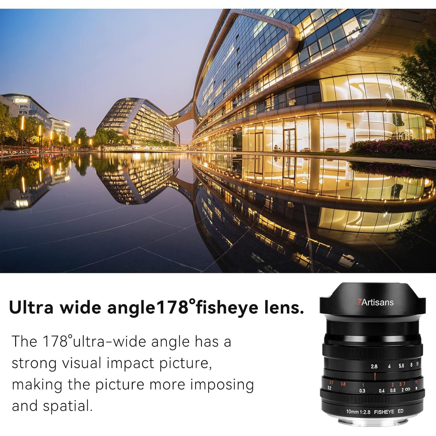 Lente Fisheye 7artisans 10mm F2.8 para Nikon Z - 178°