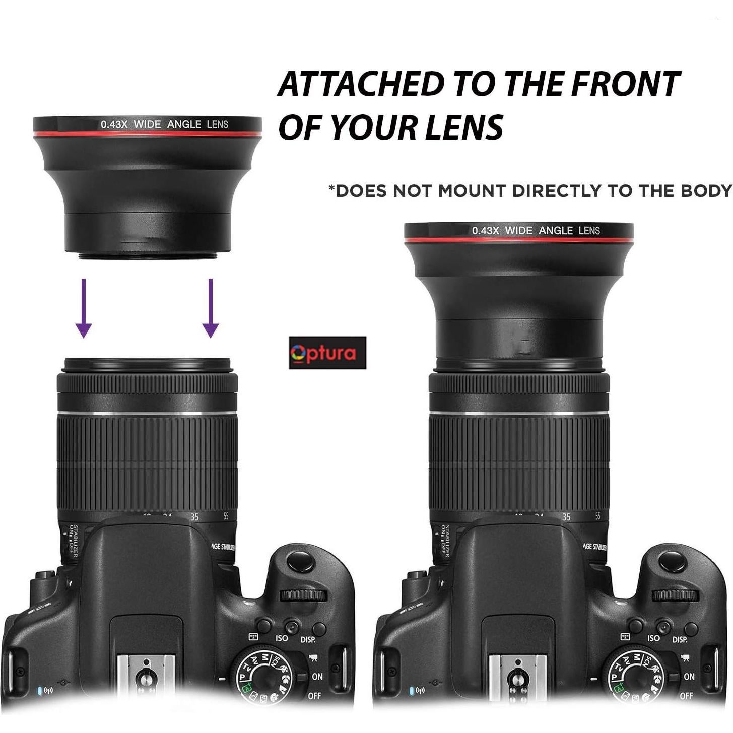 Lente Gran Angular 0.43x + Macro 55mm OPTURA HD para Nikon y Sony
