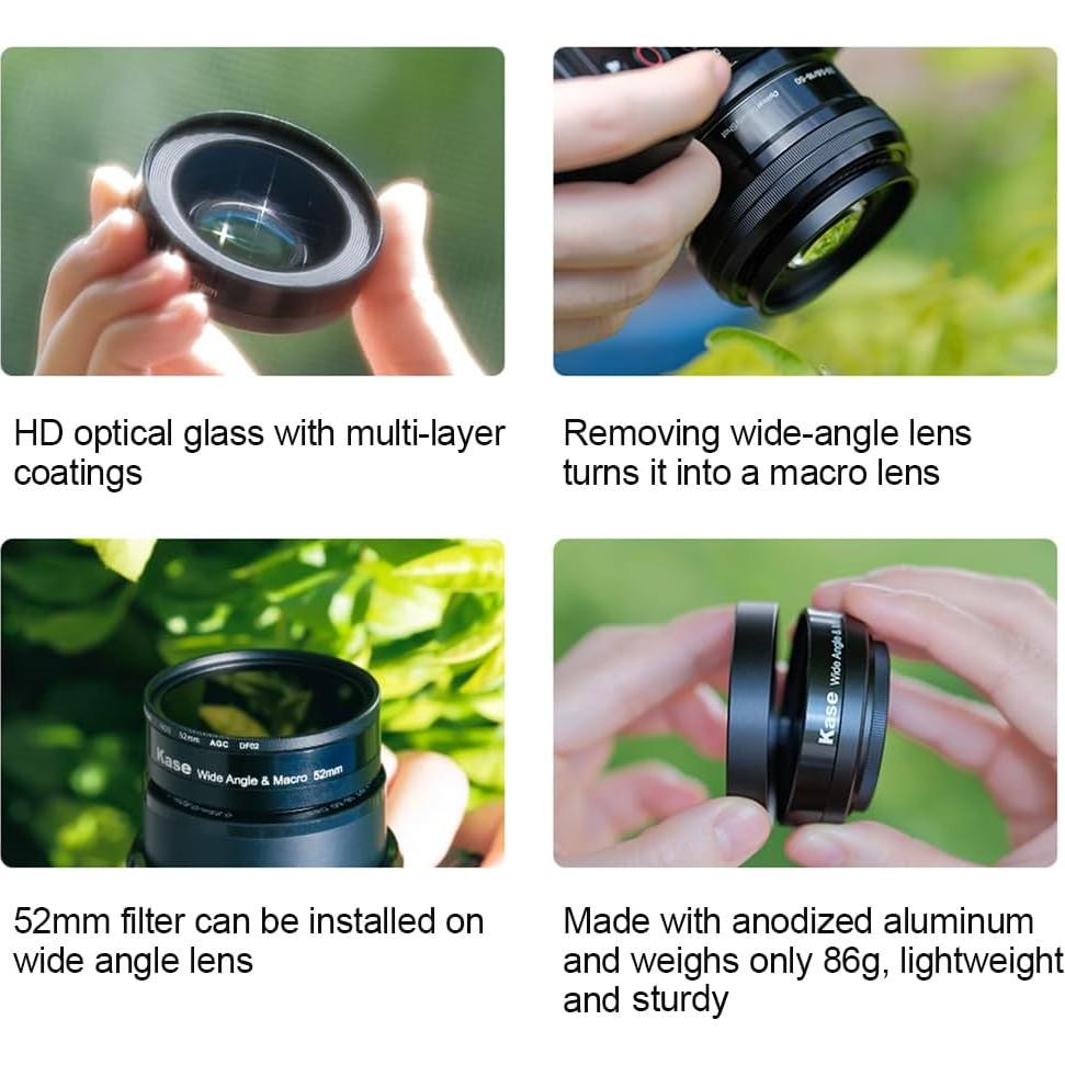 Lente Gran Angular 18mm y Macro Kase 40.5mm para Sony ZV-E10