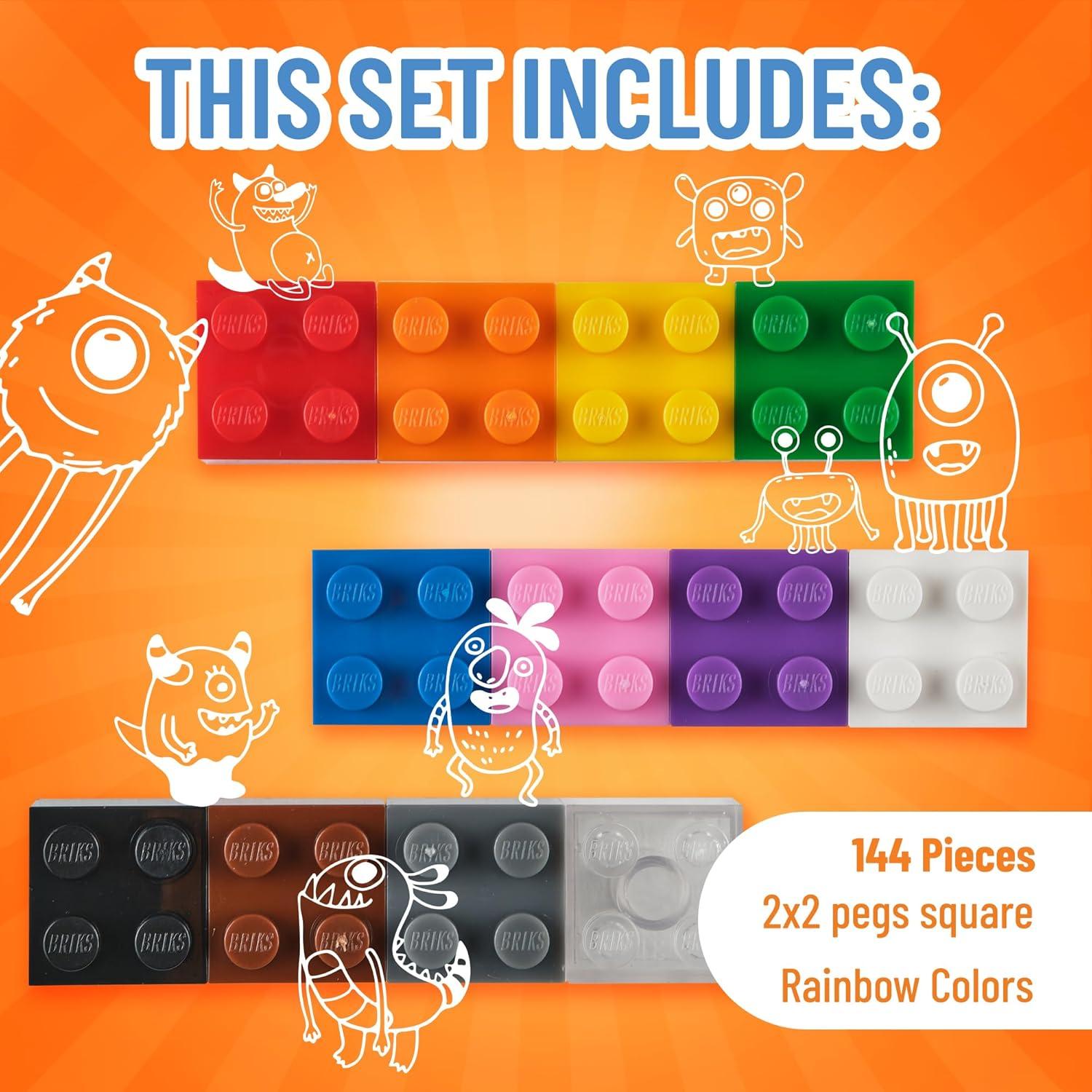 Kit de Bloques de Construcción Strictly Briks - 144 Piezas 2x2 - Multicolor